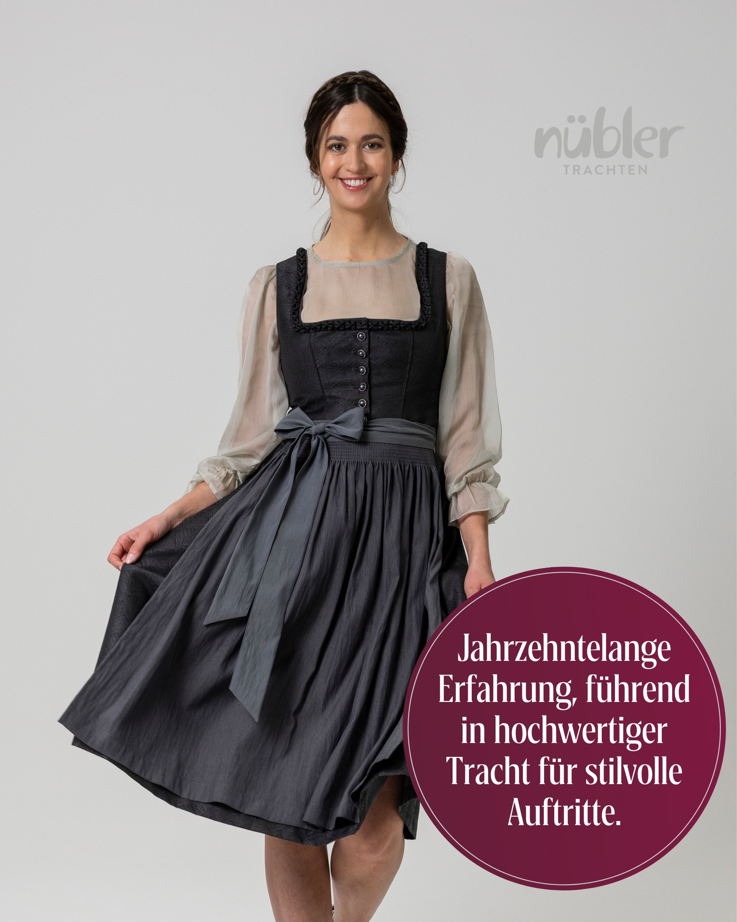 Midi Dirndl Kimberly in Graphit von Nübler