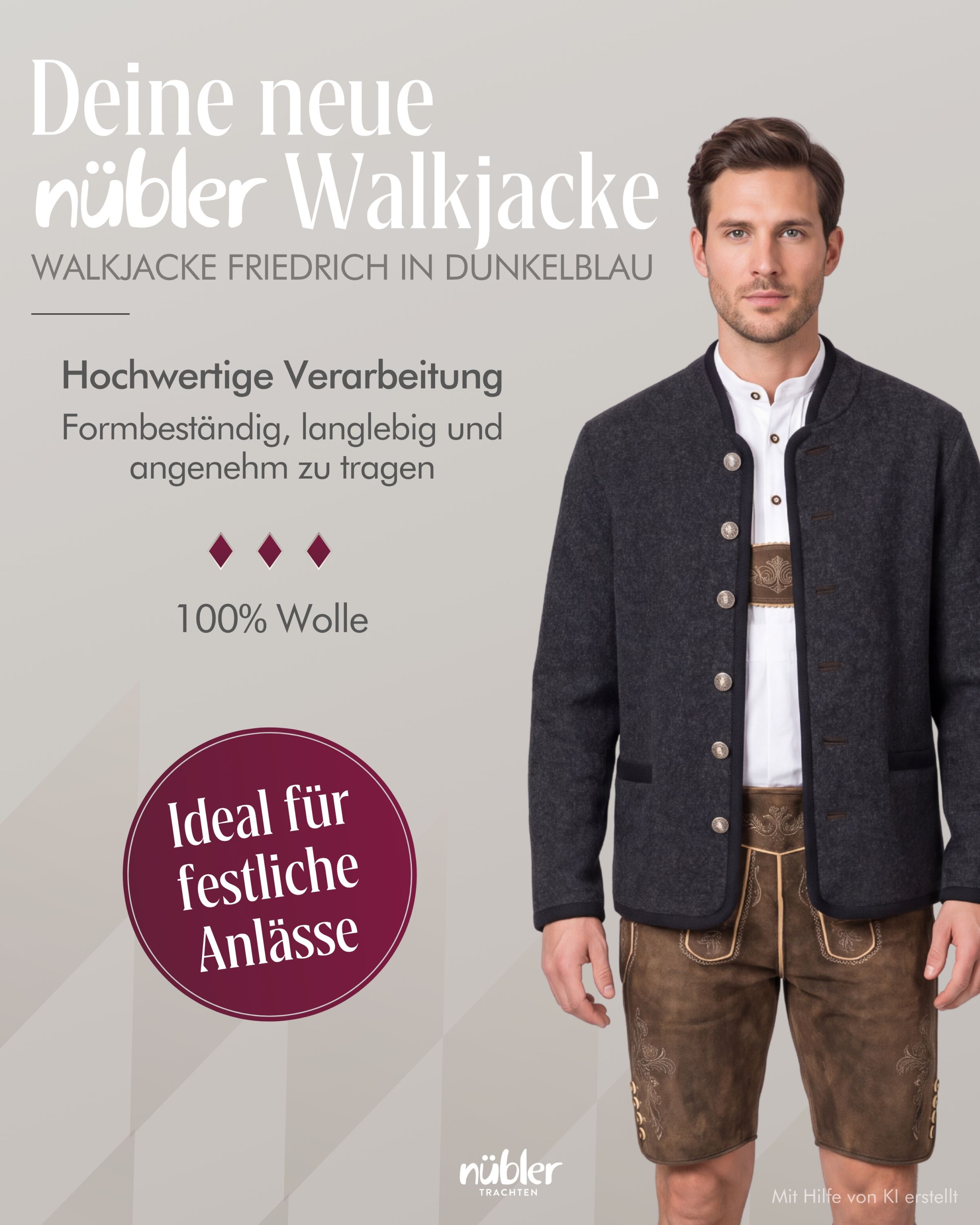 Walkjacke Friedrich in Dunkelblau von Nübler