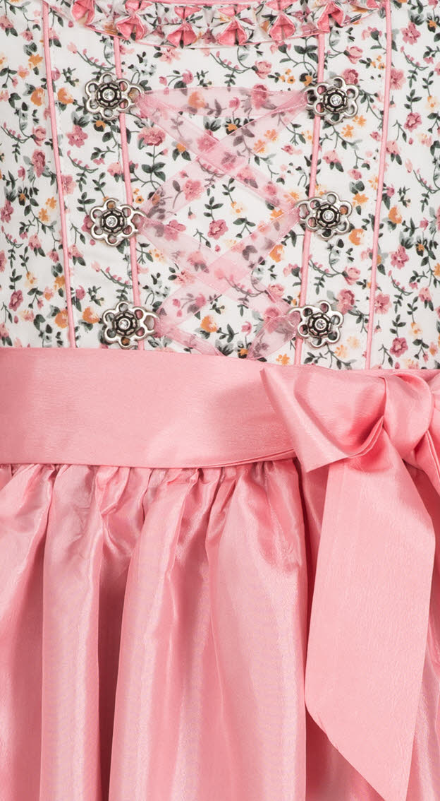 Kinderdirndl Nina in Weiß Rosa, 3-teiliges Set