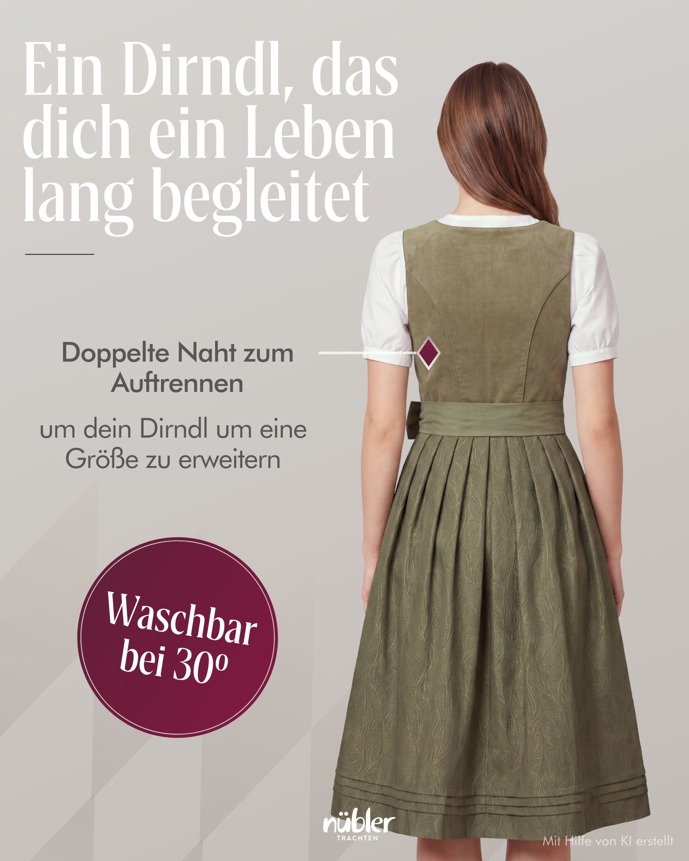Midi Dirndl Luise in Grün von Nübler