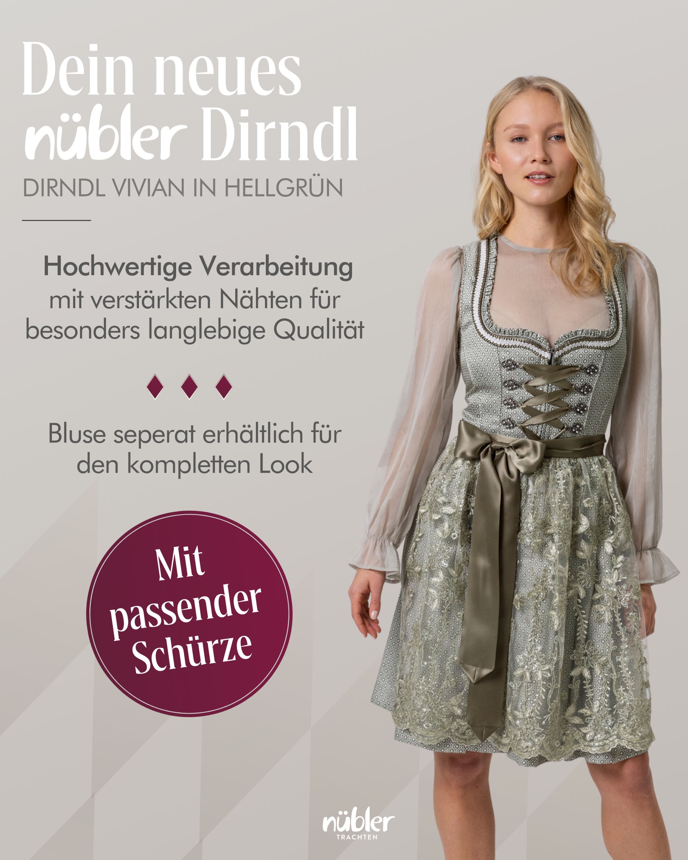 Mini Dirndl Vivian in Grün von Nübler