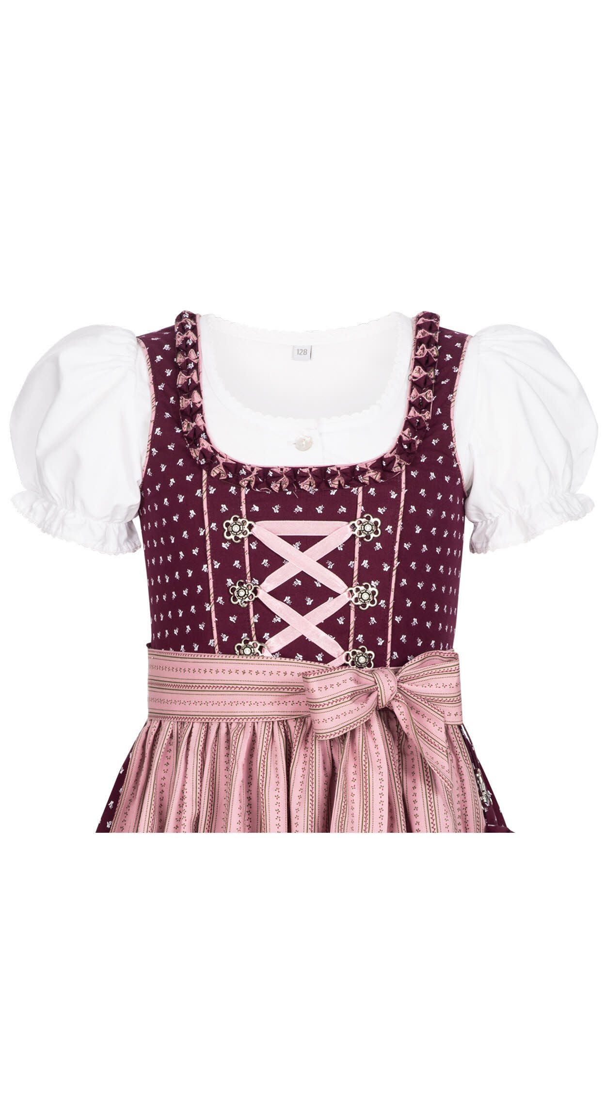 Kinderdirndl Nabilia in Weinrot, 3-teiliges Set