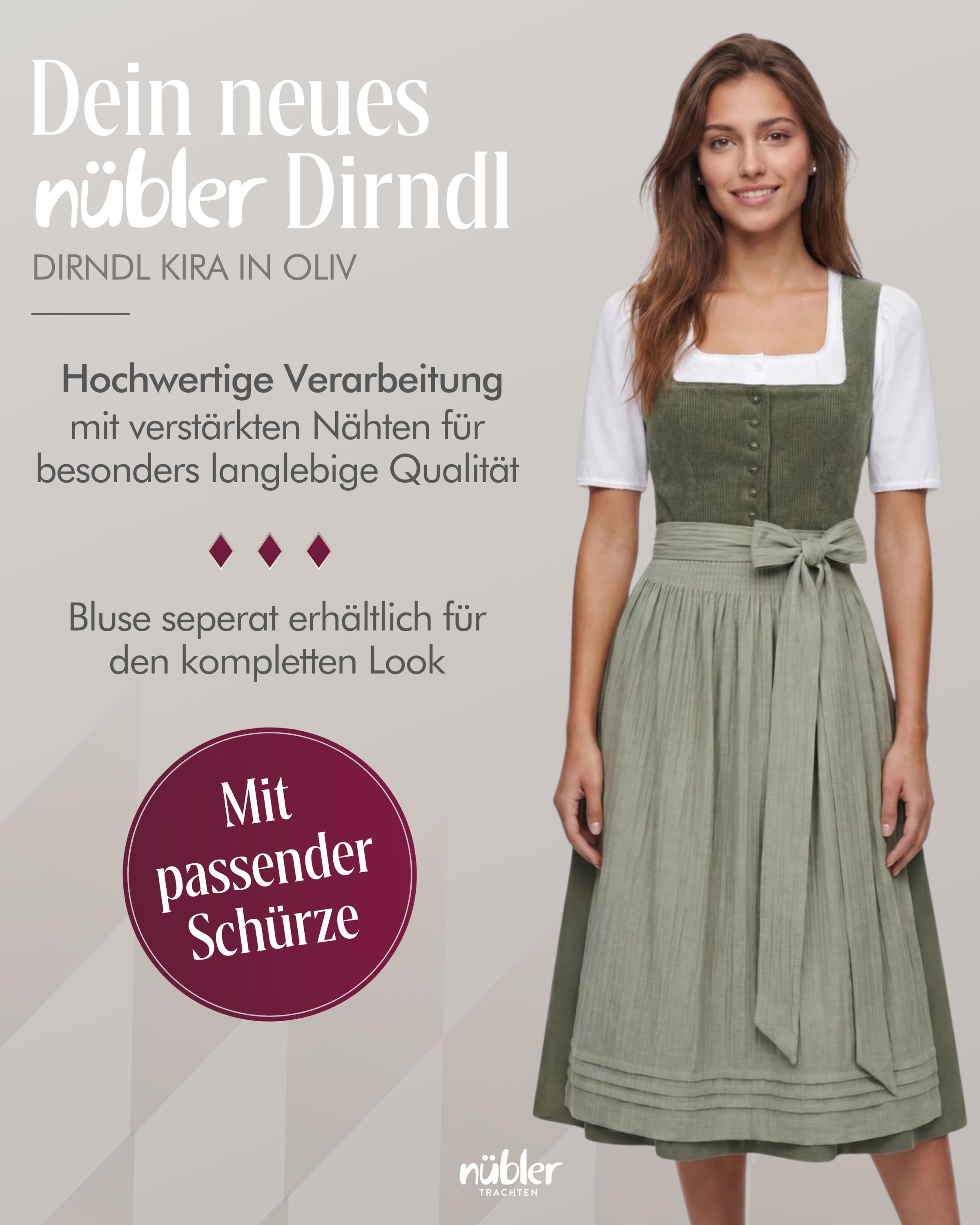 Midi Dirndl Kira in Oliv
