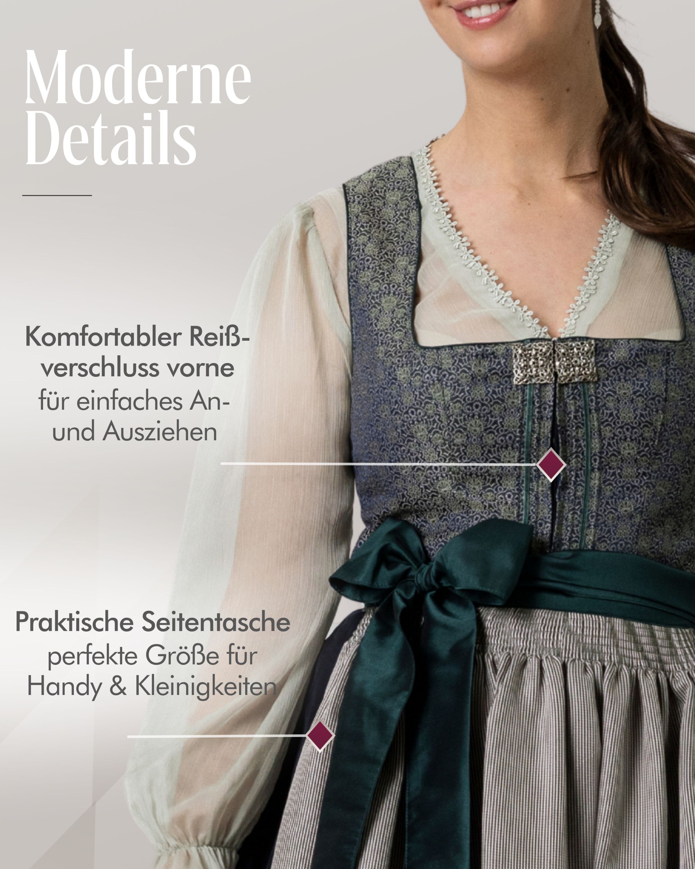Midi Dirndl Lea in Grün von Nübler
