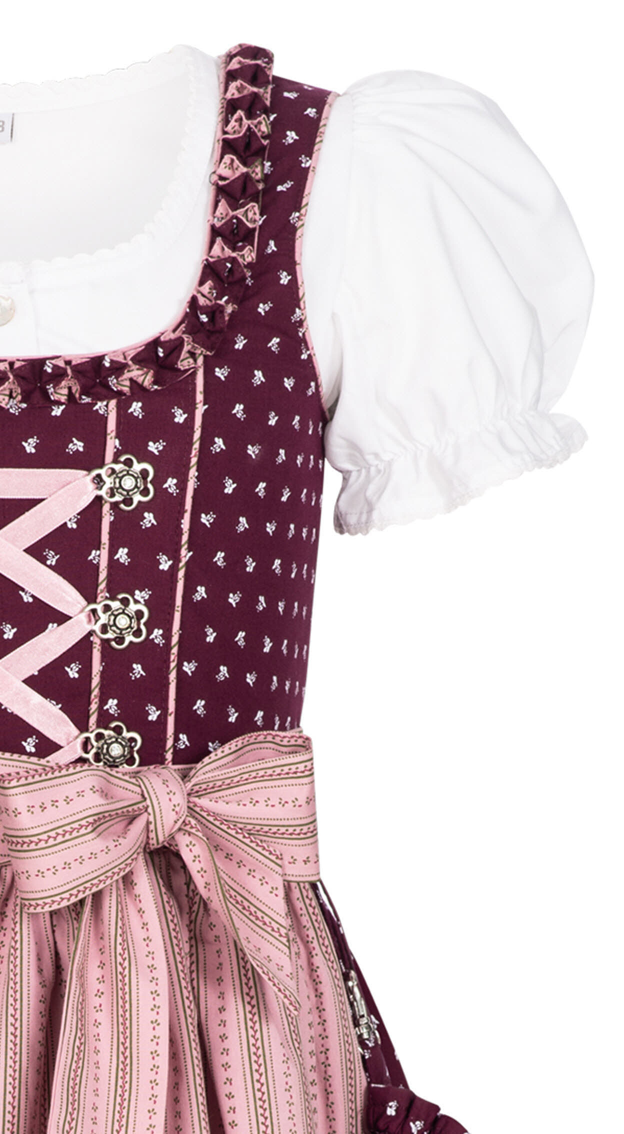 Kinderdirndl Nabilia in Weinrot, 3-teiliges Set