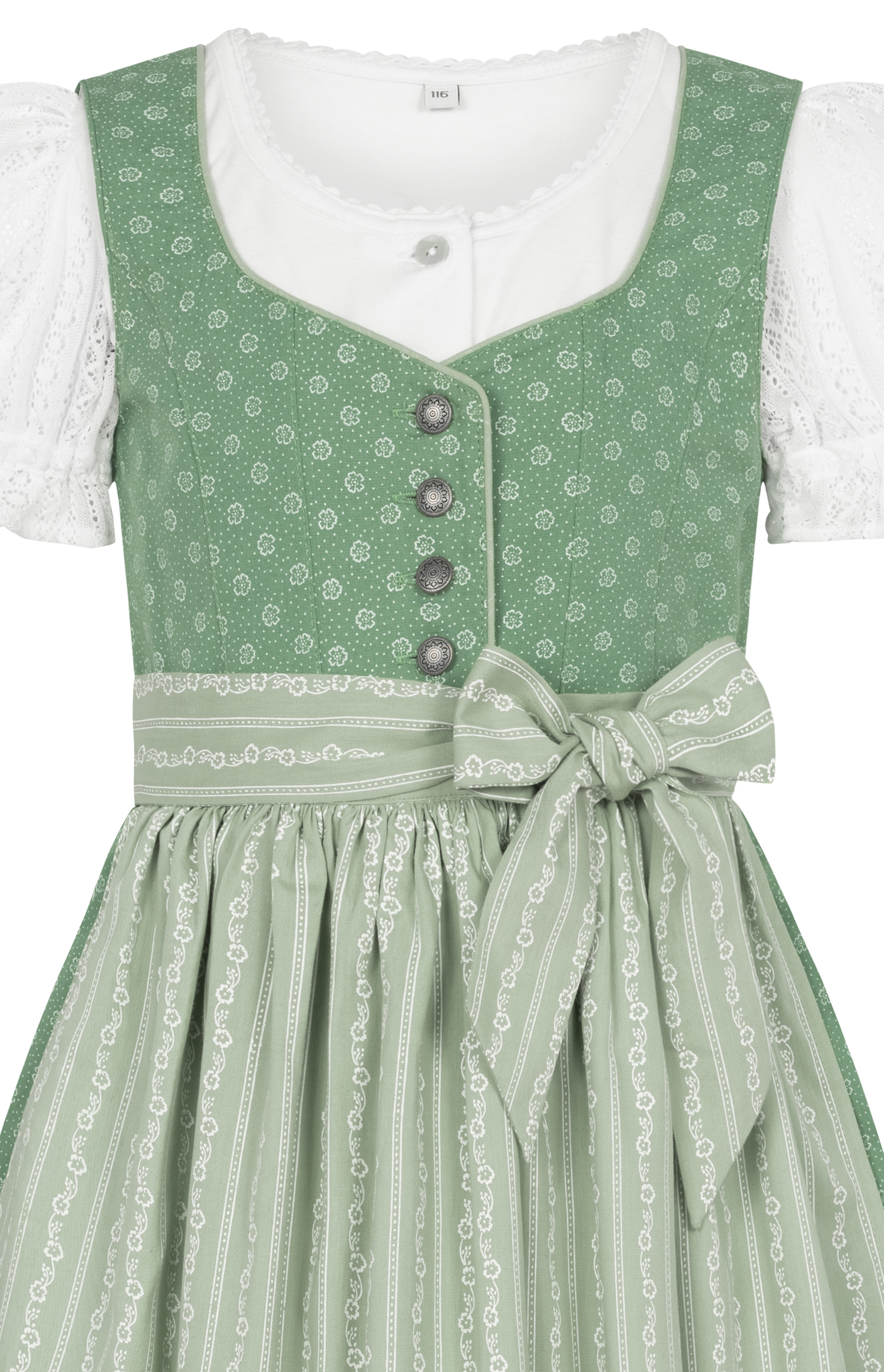 Kinderdirndl Flores in Almgrün, 3-teiliges Set