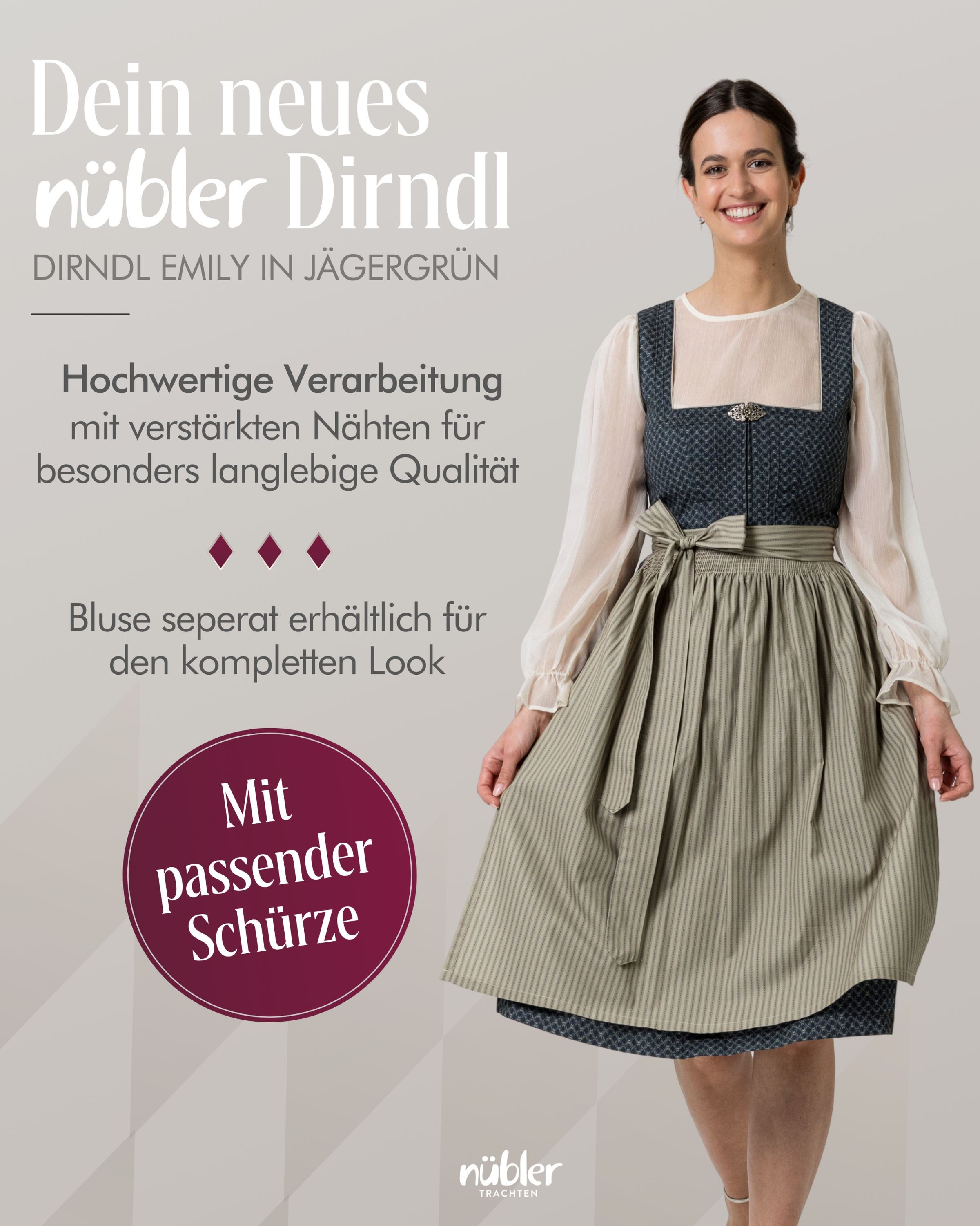Midi Dirndl Emily in Schiefer