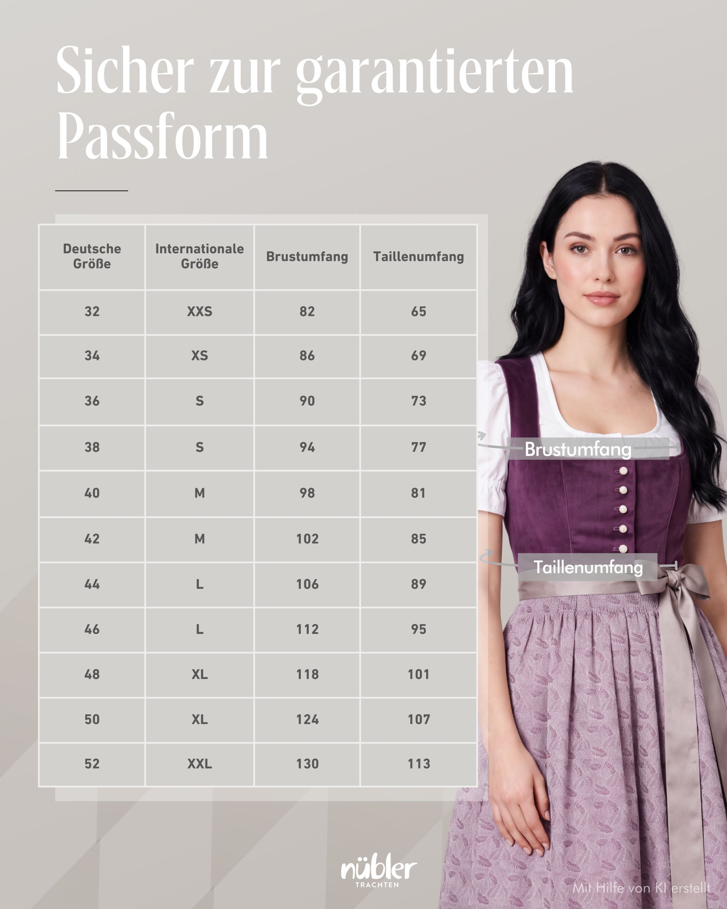 Midi Dirndl Giovanna in Aubergine von Nübler