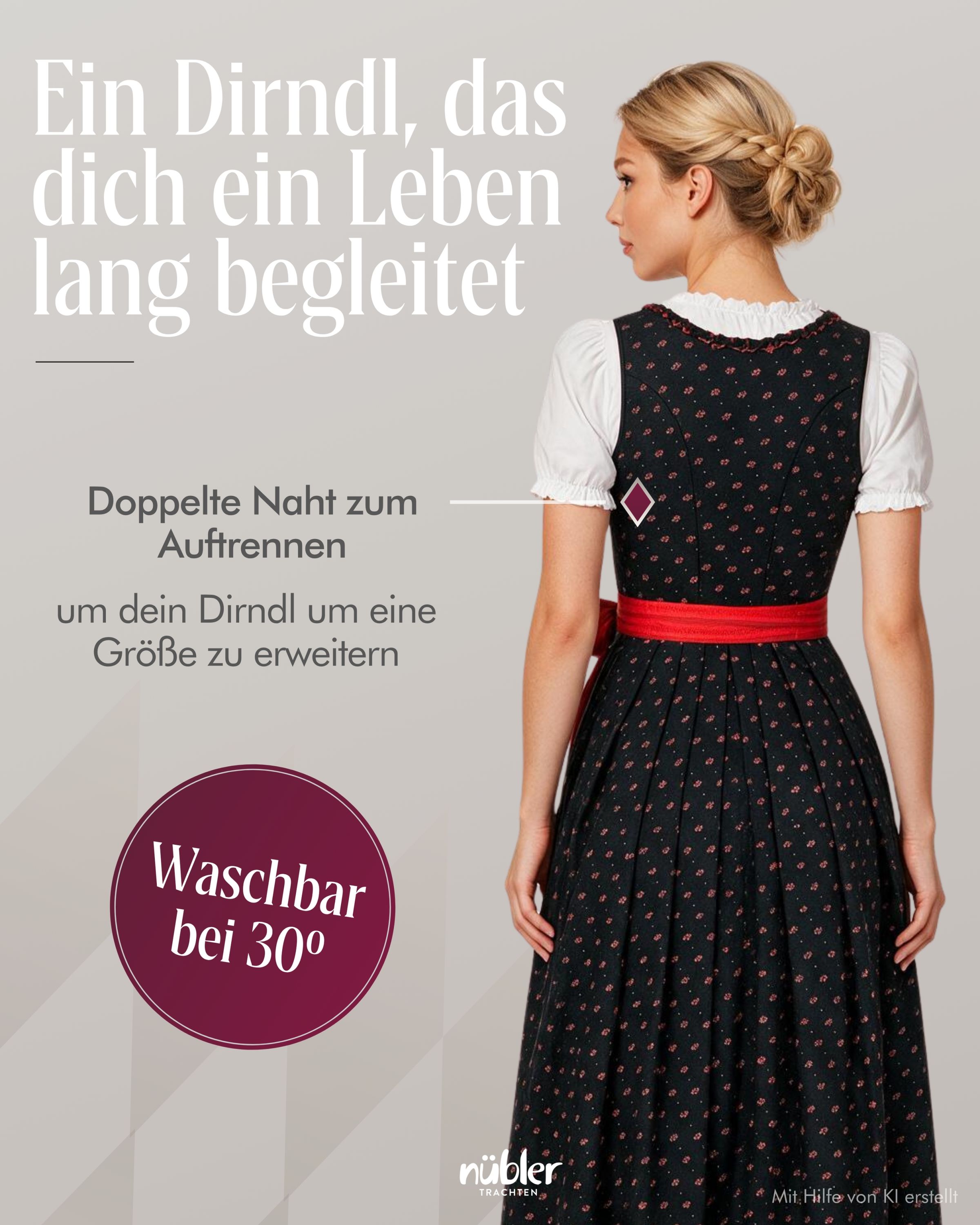 Dirndl lang Thea in Schwarz von Nübler