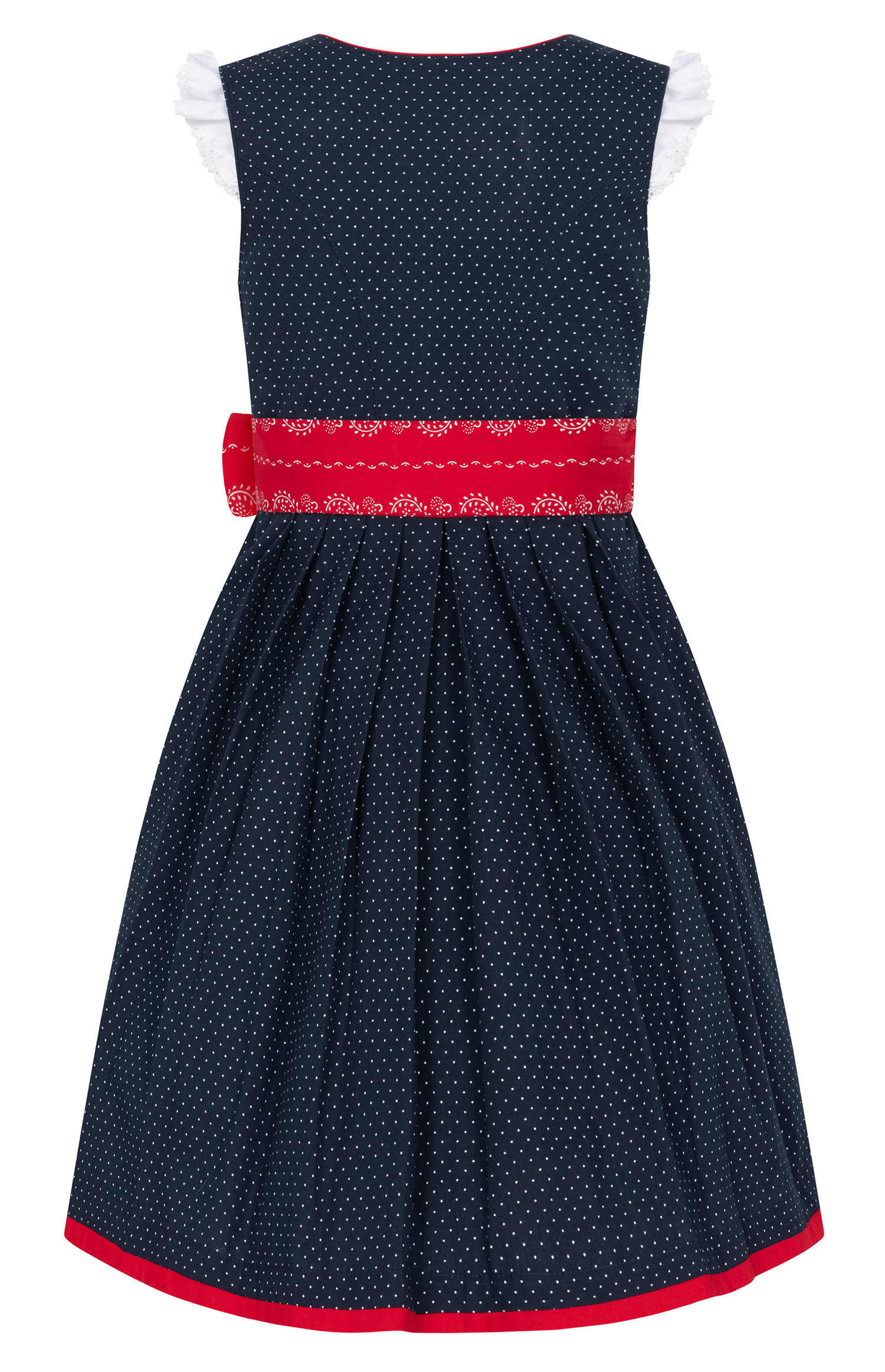 Kinderdirndl Worthersee in Blau Rot, 3-teiliges Set