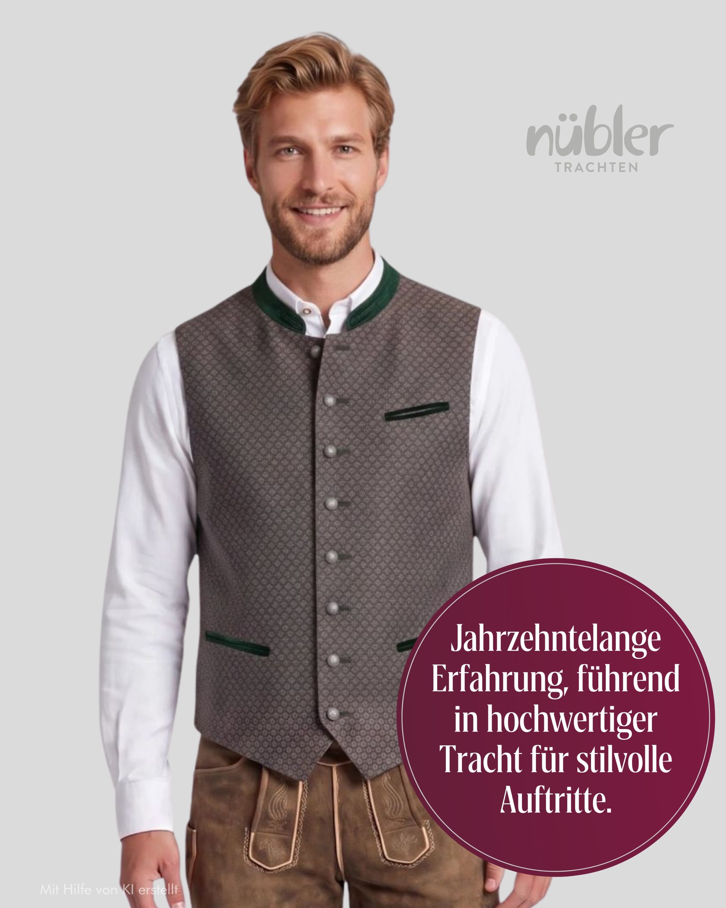 Trachtenweste Leo in Tannendunkel-Herbstgold von Nübler
