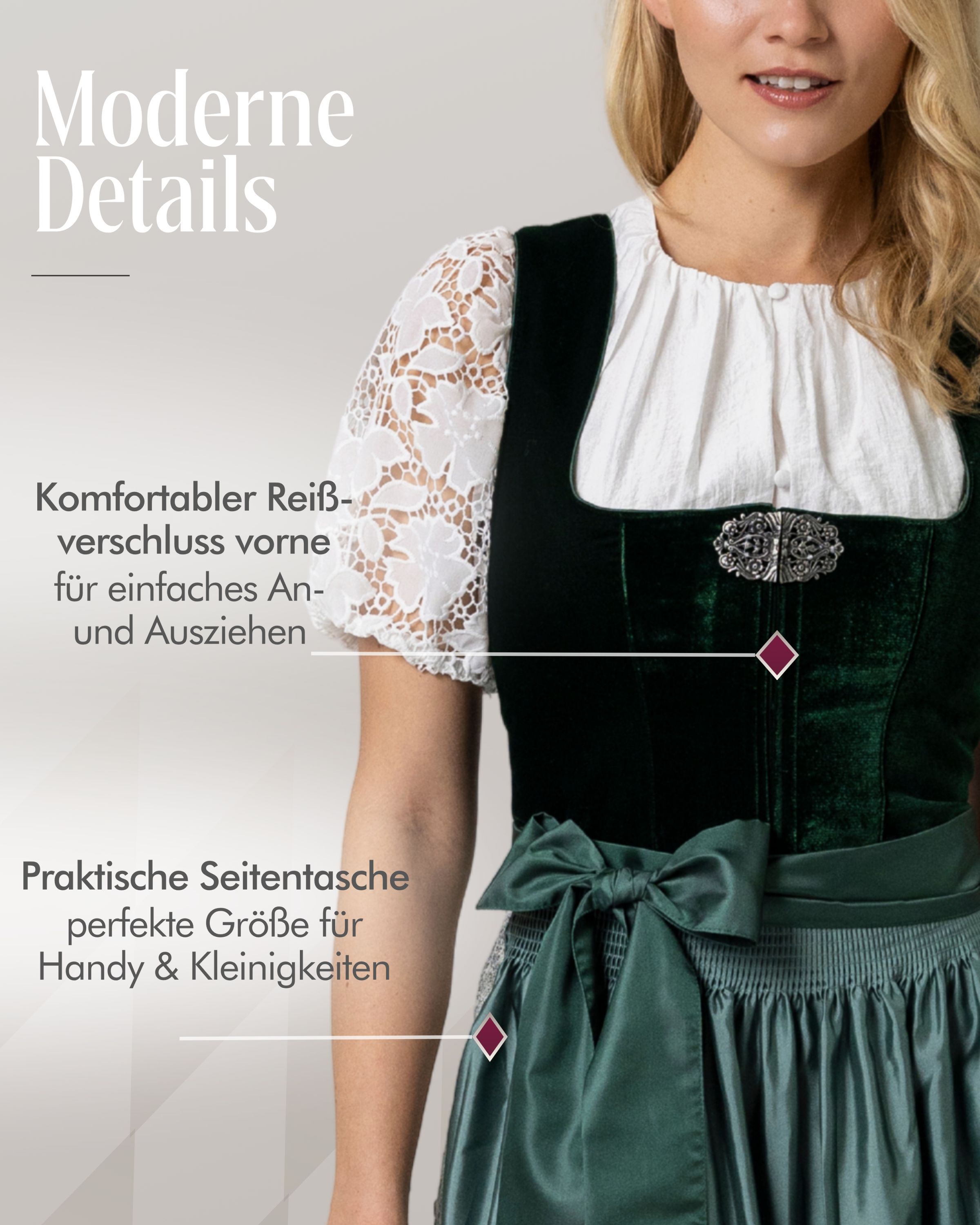 Midi Dirndl Marlies in Dunkelgrün von Nübler