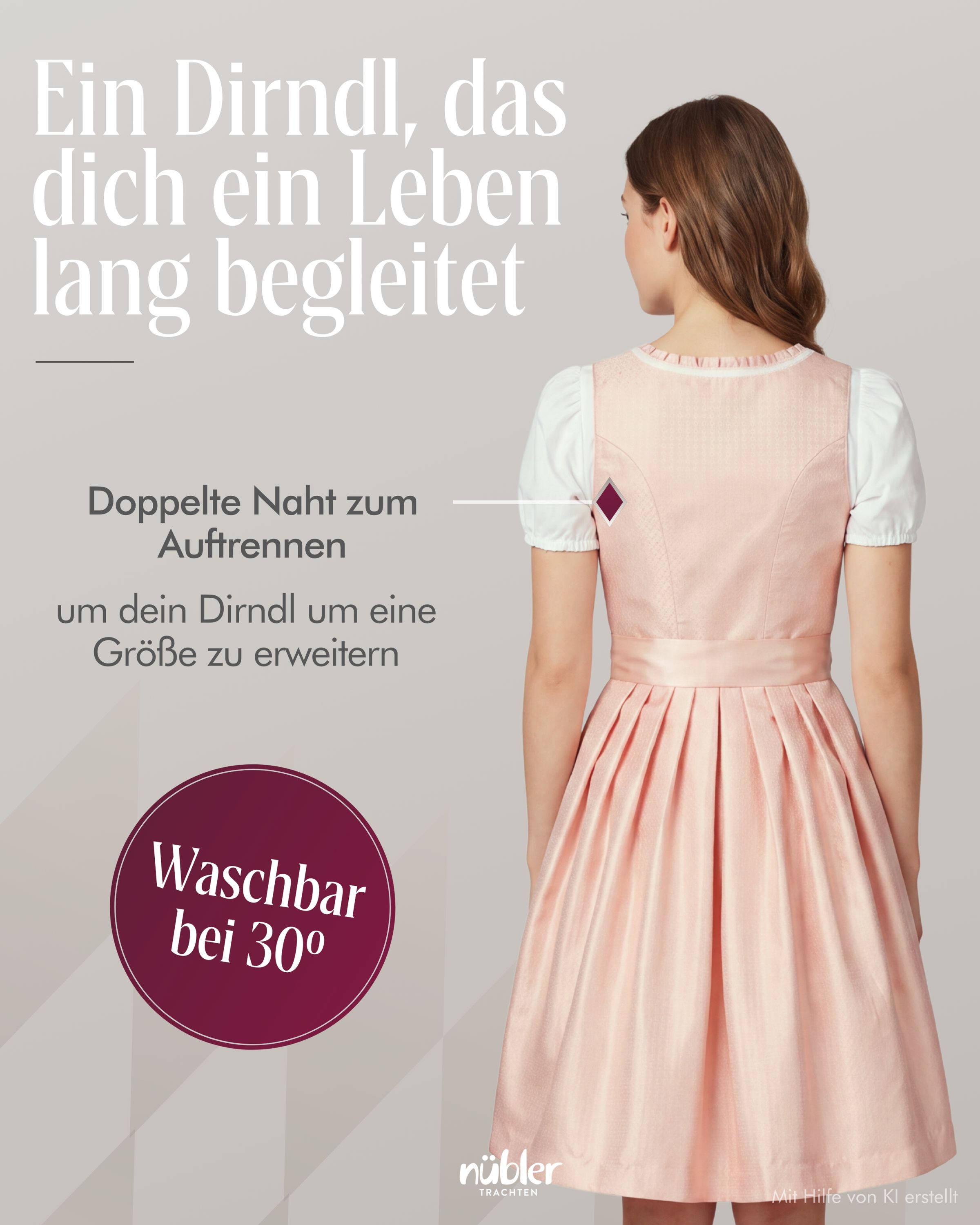 Midi Dirndl Gardi in Peach von Nübler