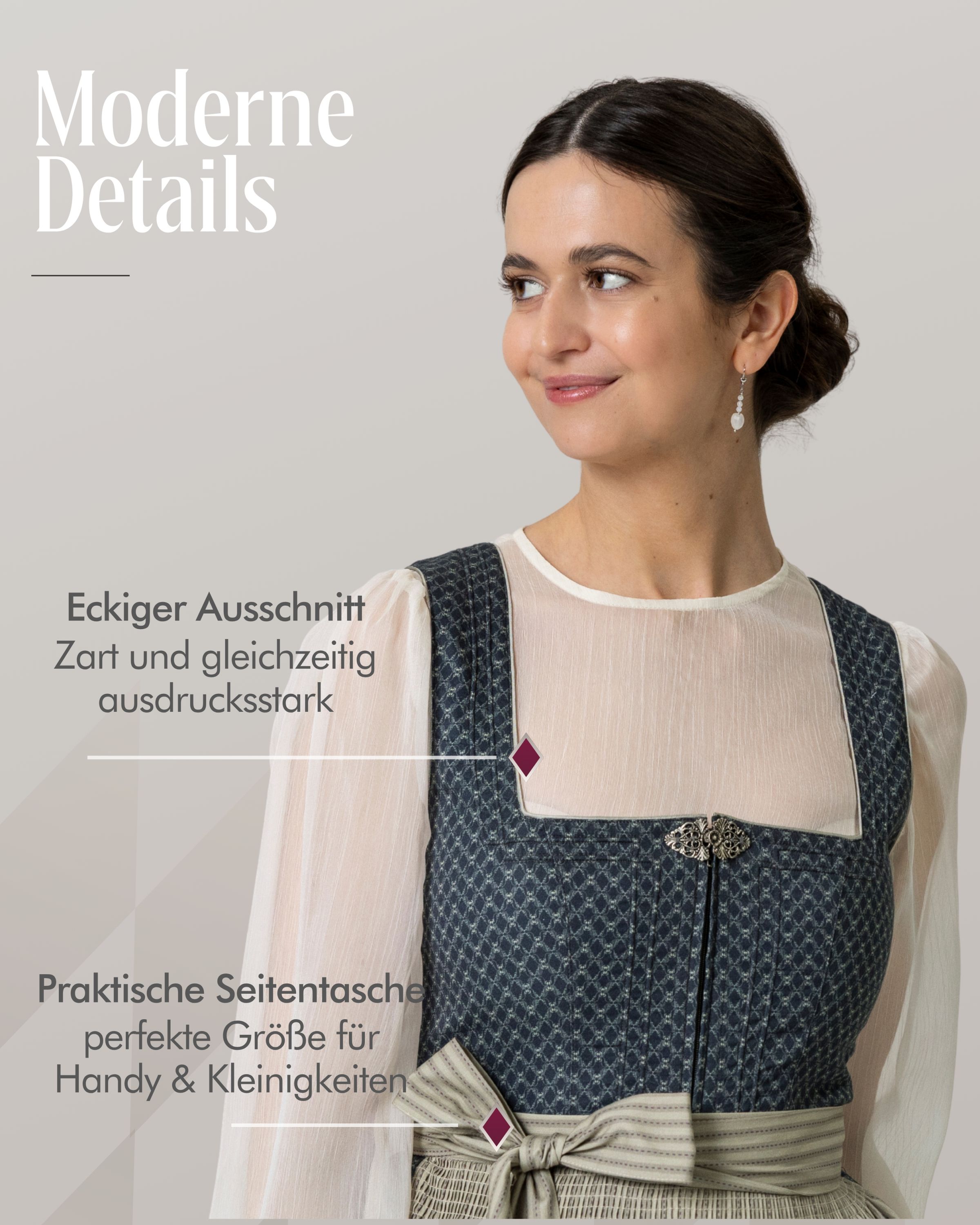 Midi Dirndl Emily in Schiefer