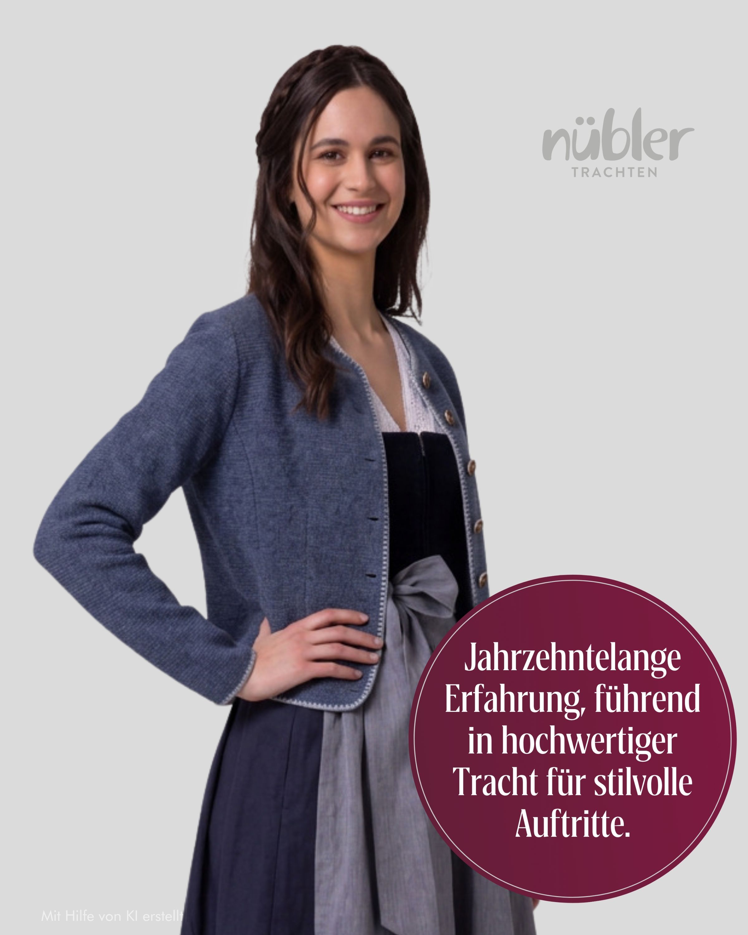 Dirndlstrickjacke Maria in Rauchblau von Nübler