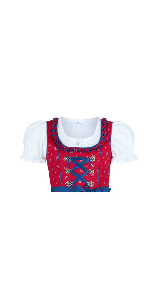 Kinderdirndl Emilia in Rot Blau, 3-teiliges Set