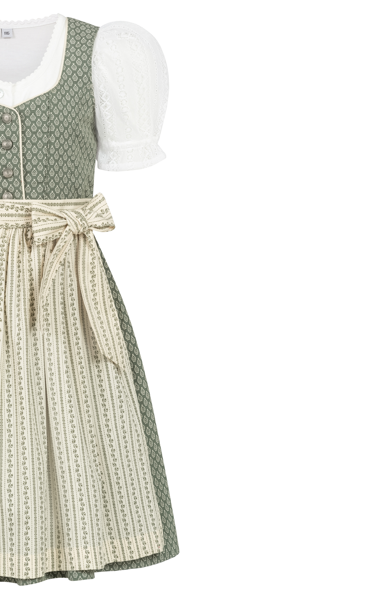 Kinderdirndl Fredericke in Salbei, 3-teiliges Set