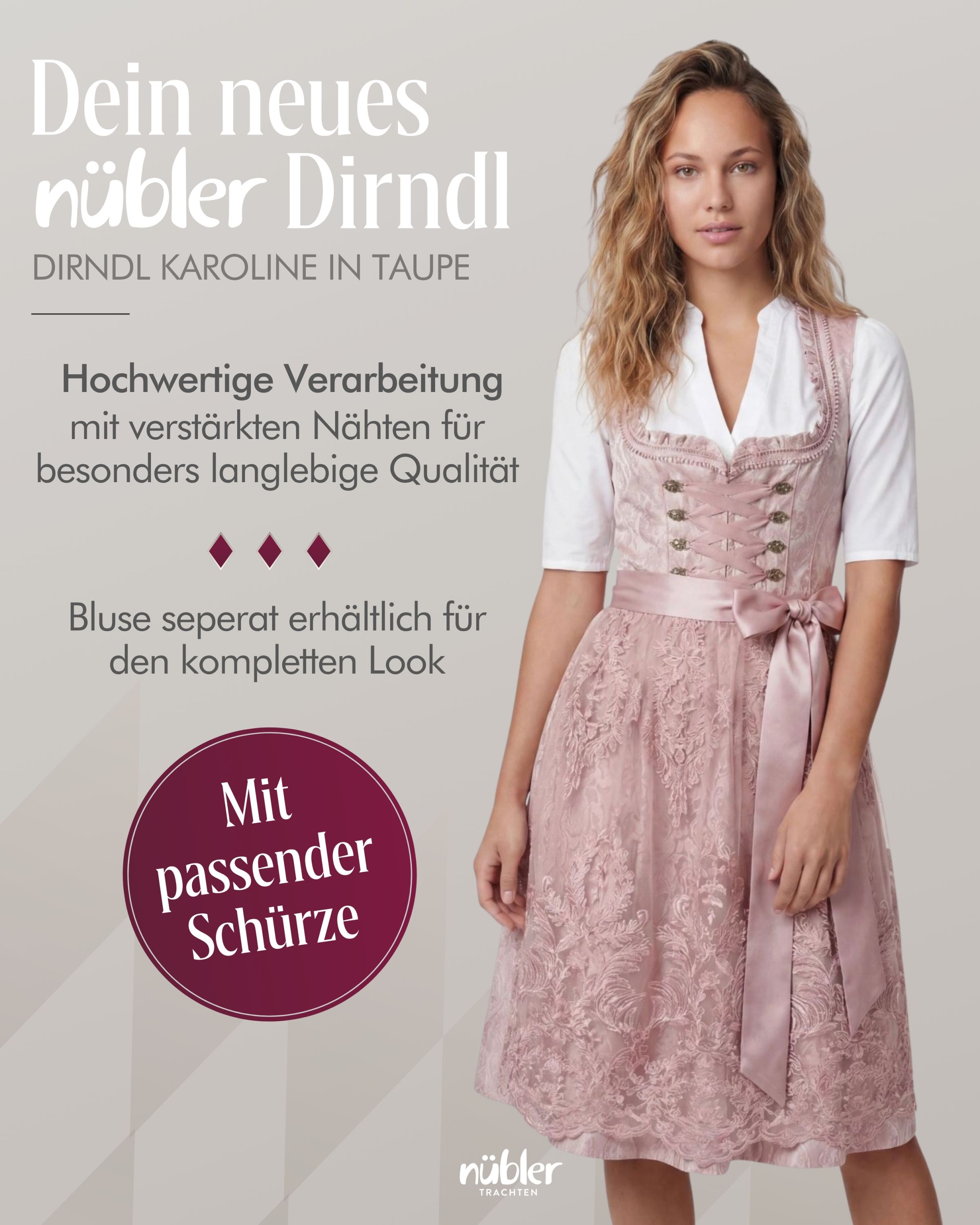Mini Dirndl Karoline in Taupe