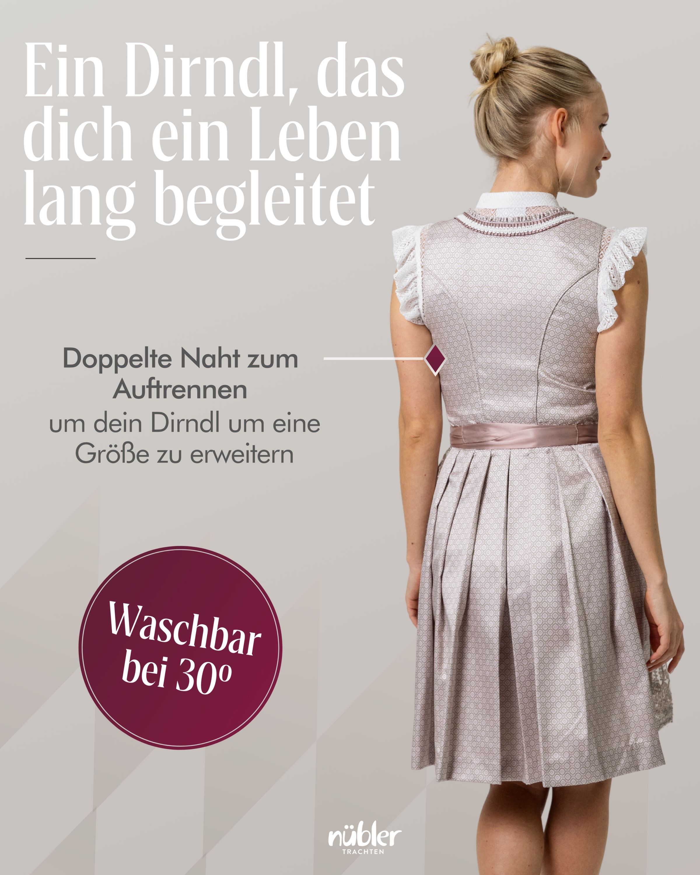 Mini Dirndl Tessa in Taupe von Nübler