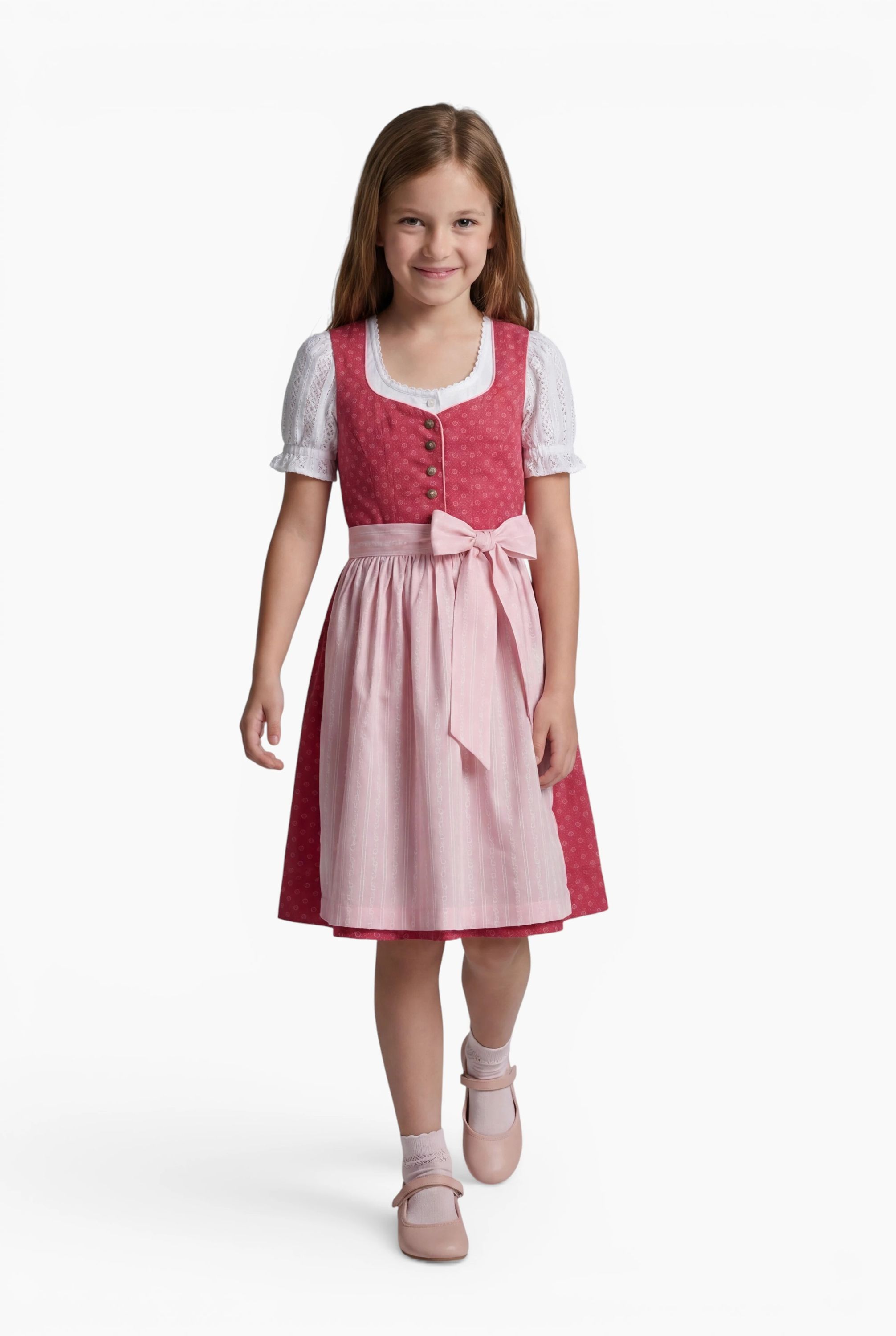 Kinderdirndl Flores in Pink, 3-teiliges Set