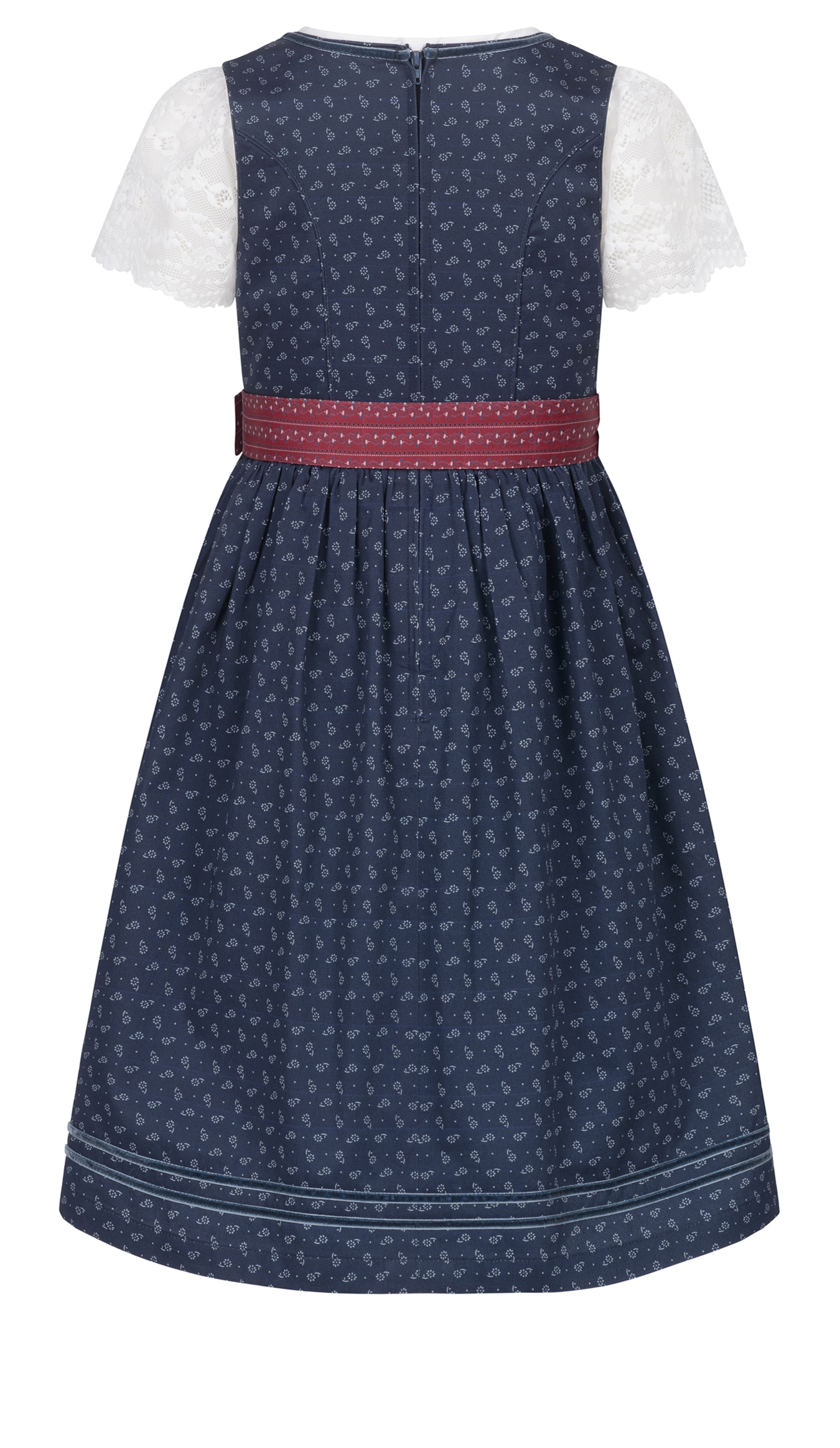 Kinderdirndl Gesr in Blau Rot, 3-teiliges Set