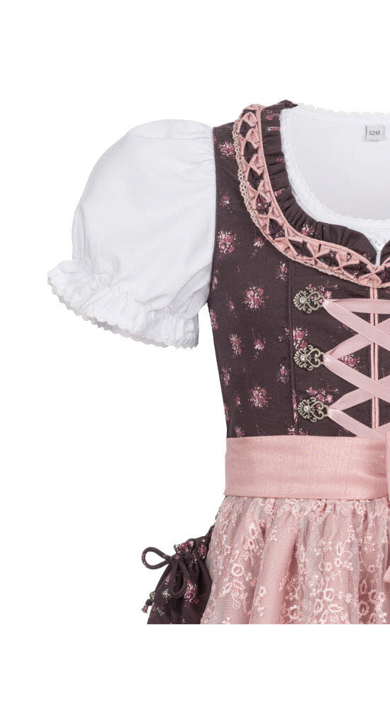 Kinderdirndl Rosalie in Bordeaux Rot, 3-teiliges Set