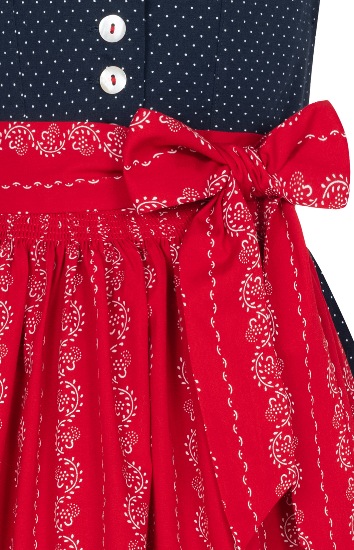 Kinderdirndl Worthersee in Blau Rot, 3-teiliges Set