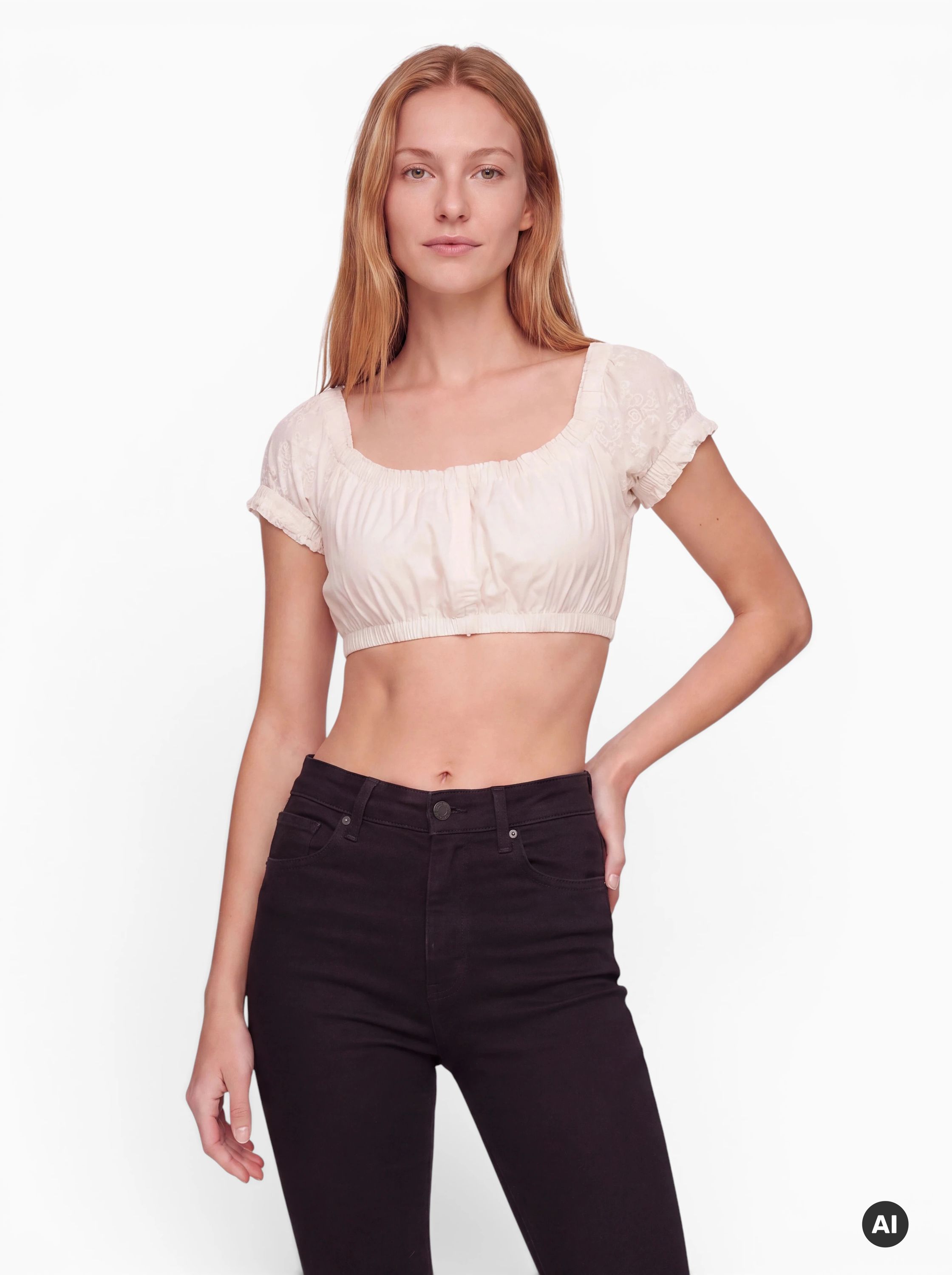 Dirndlbluse Kurzarm Sofia in Creme von Nübler