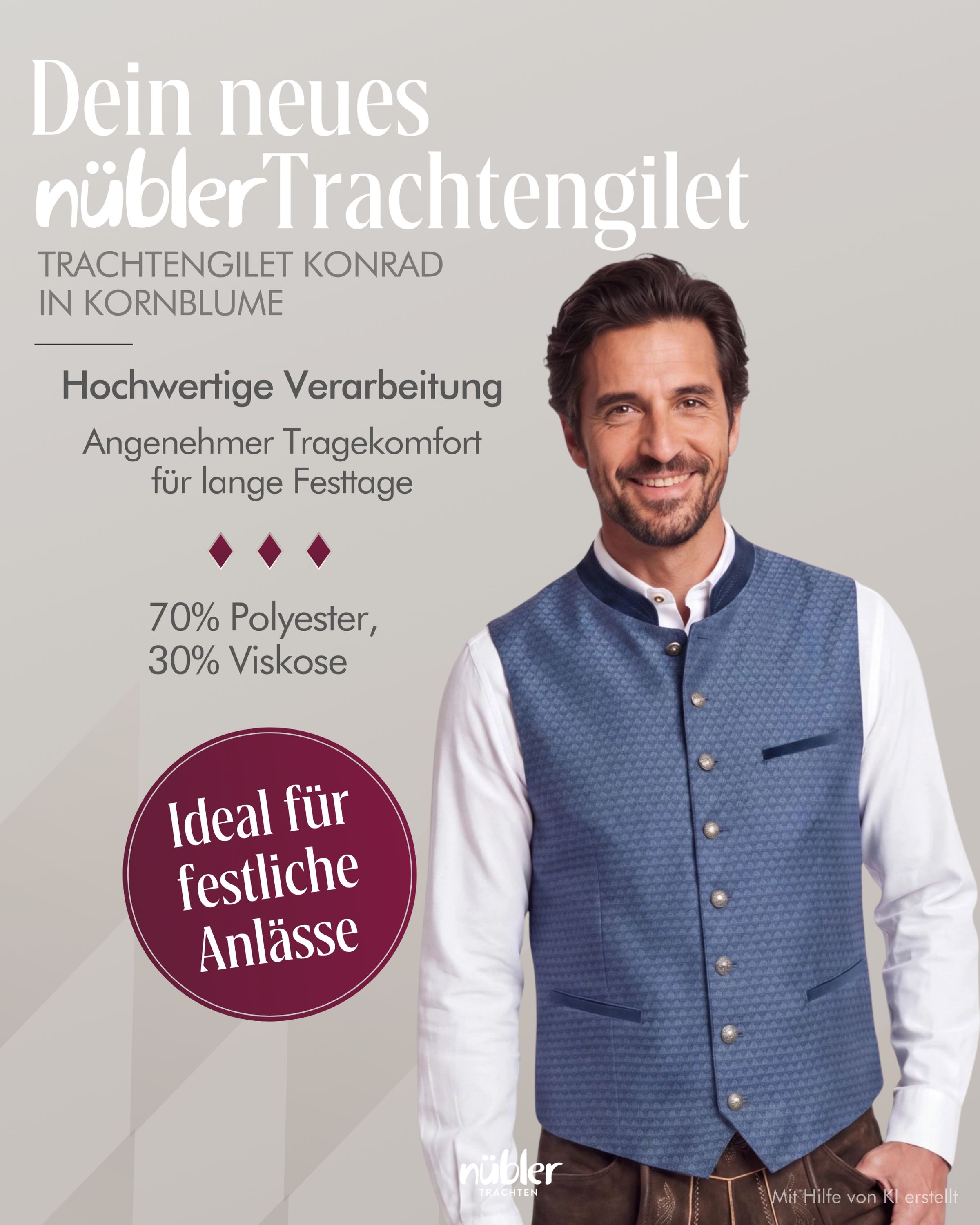 Trachtenweste Konrad in Kornblume von Nübler