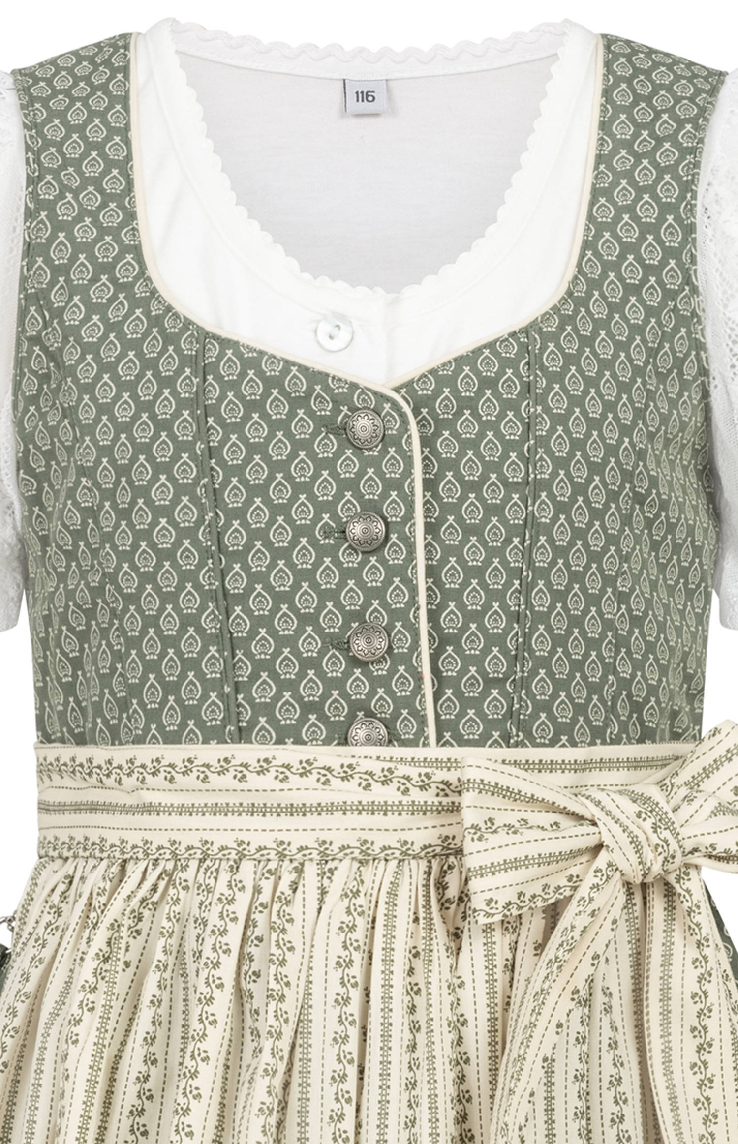 Kinderdirndl Fredericke in Salbei, 3-teiliges Set