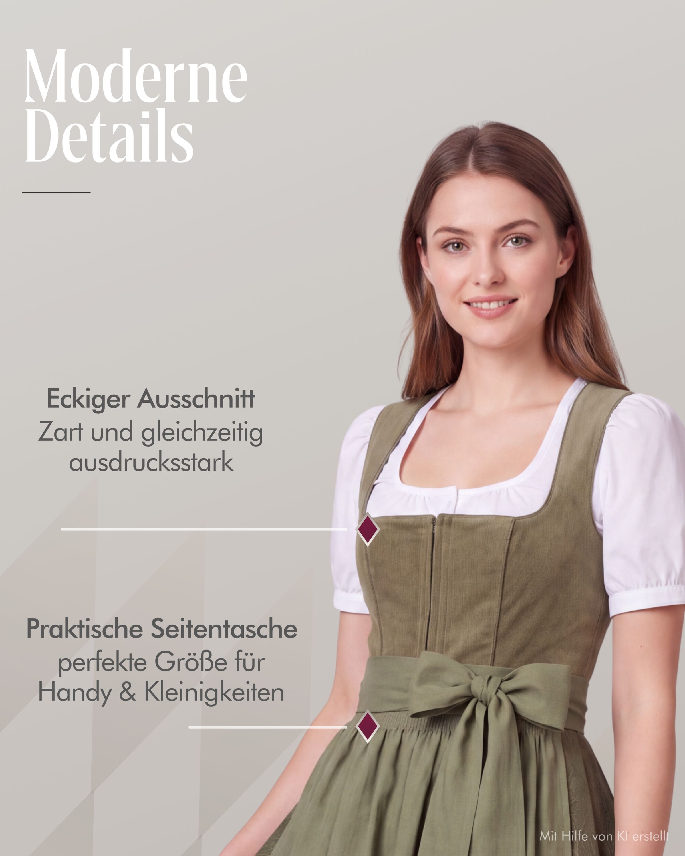 Midi Dirndl Luise in Grün von Nübler
