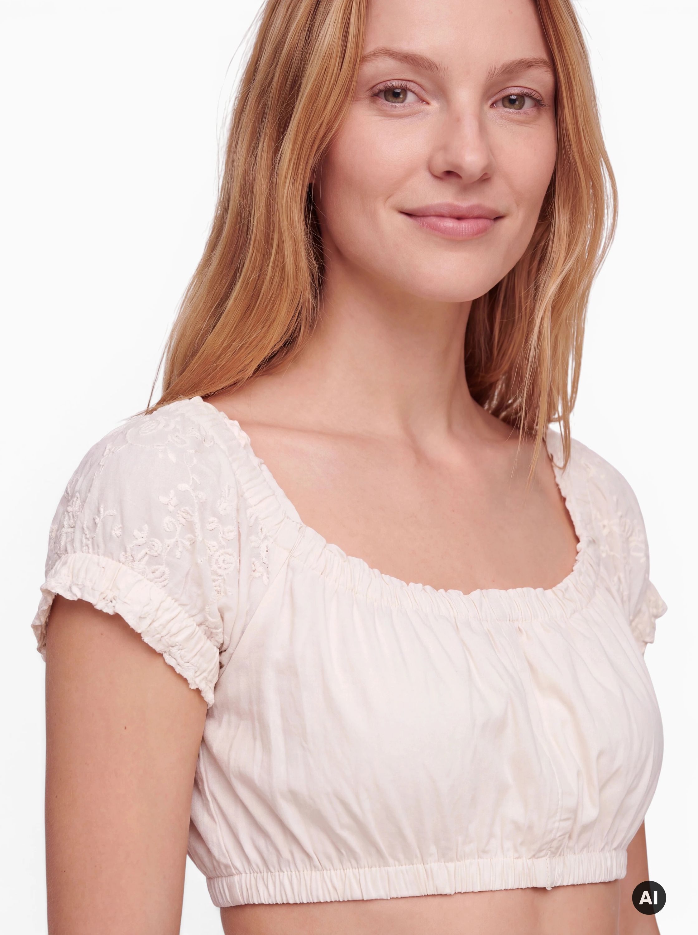 Dirndlbluse Kurzarm Sofia in Creme von Nübler