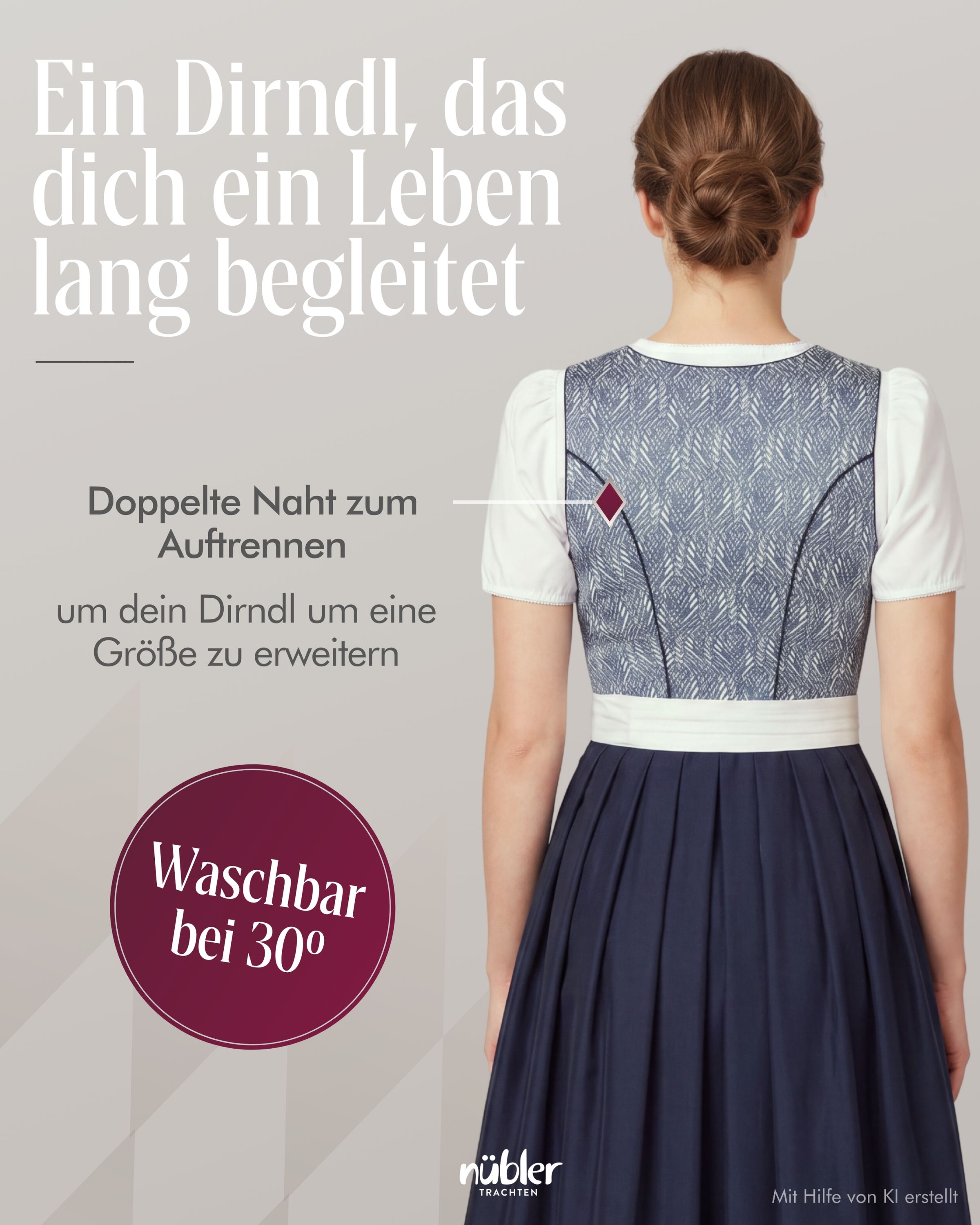 Midi Dirndl Frauke in Blau von Nübler