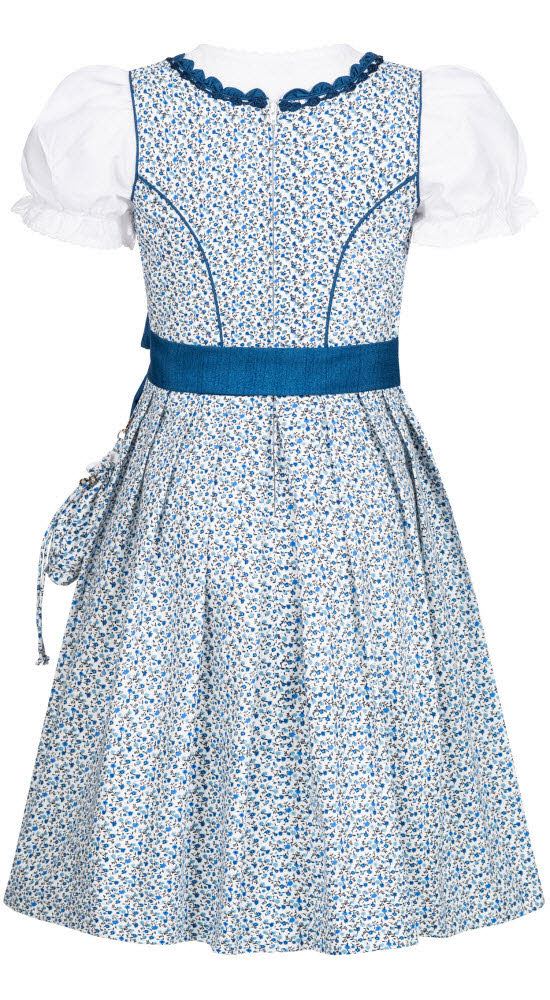 Kinderdirndl Doris in Blau, 3-teiliges Set mit Bluse