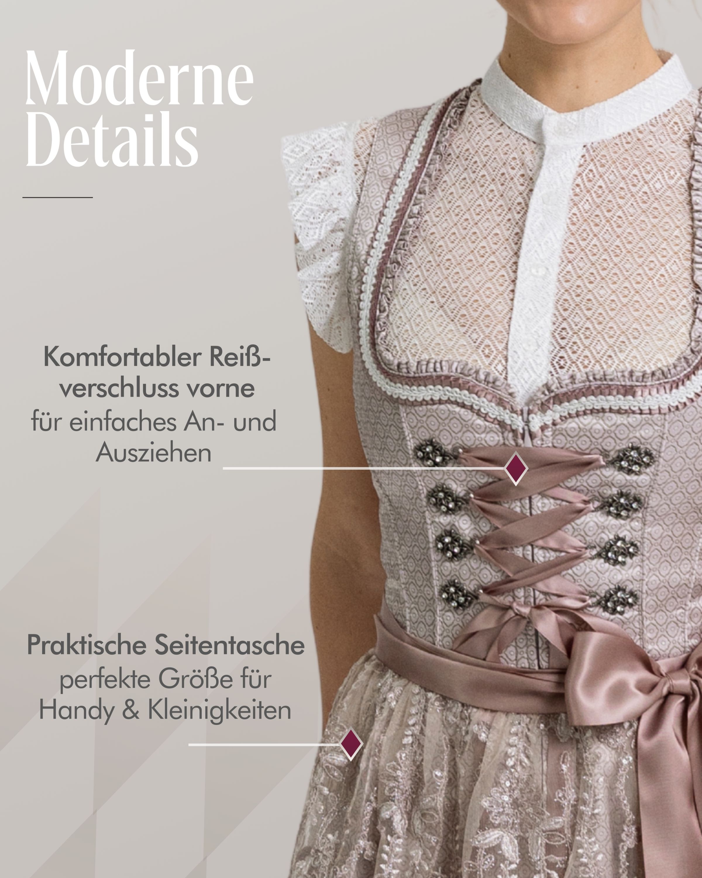 Mini Dirndl Tessa in Taupe von Nübler