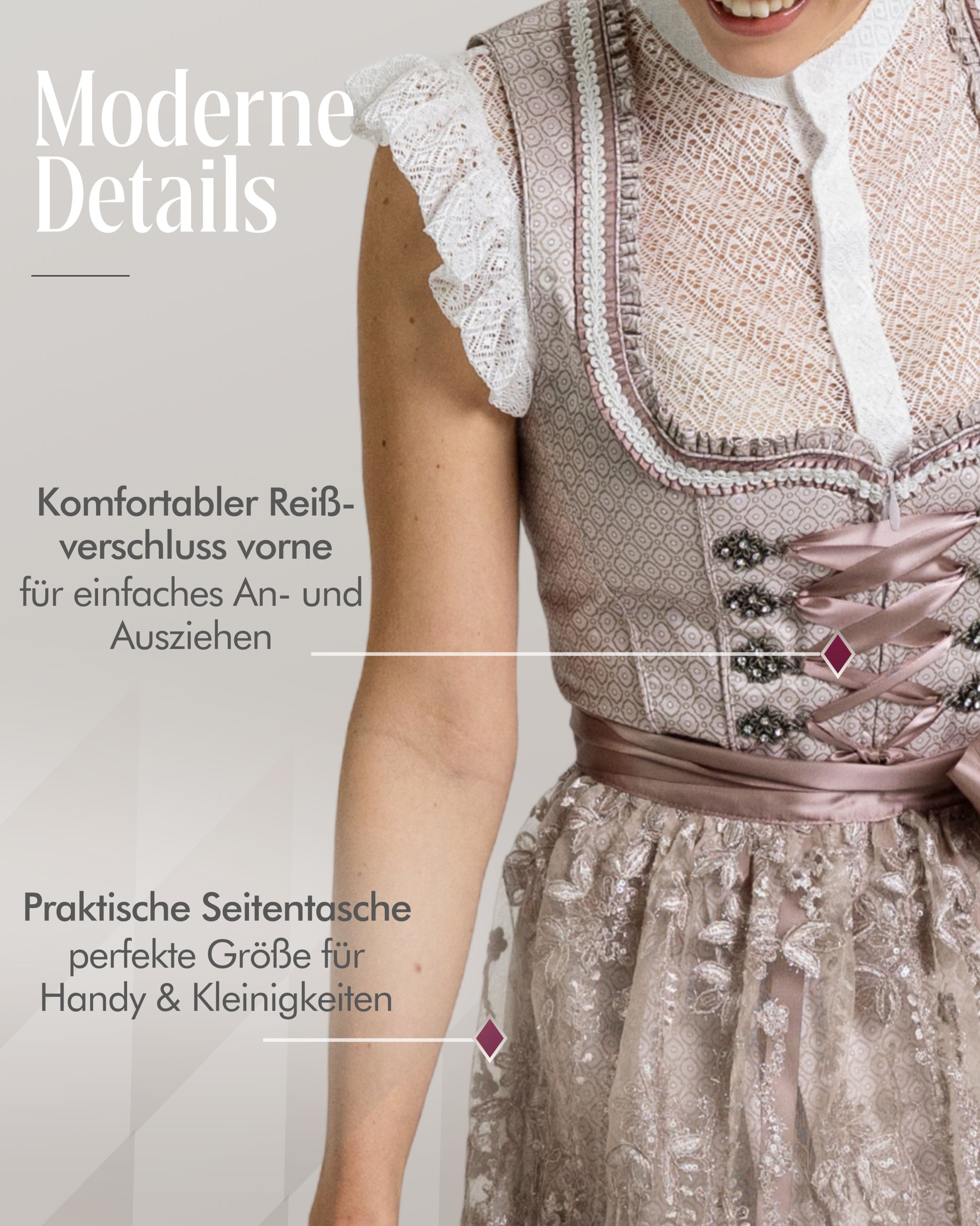 Midi Dirndl Tessa in Taupe von Nübler