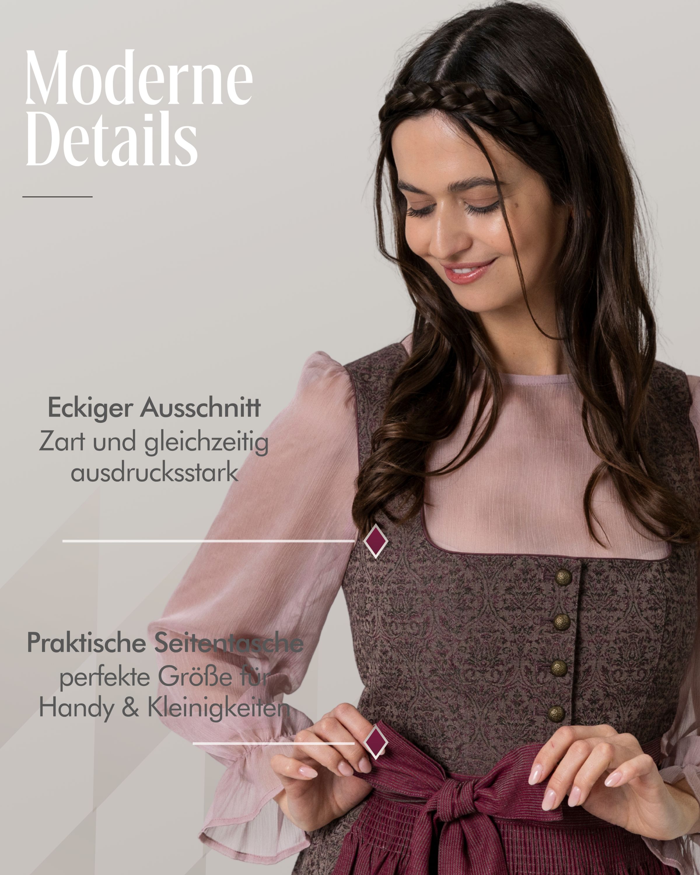 Midi Dirndl Blanka in Brombeere von Nübler