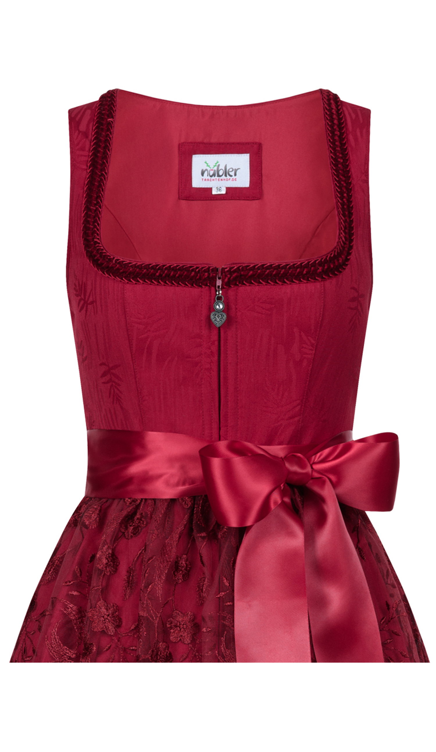 Midi Dirndl Floreta in Herzrot