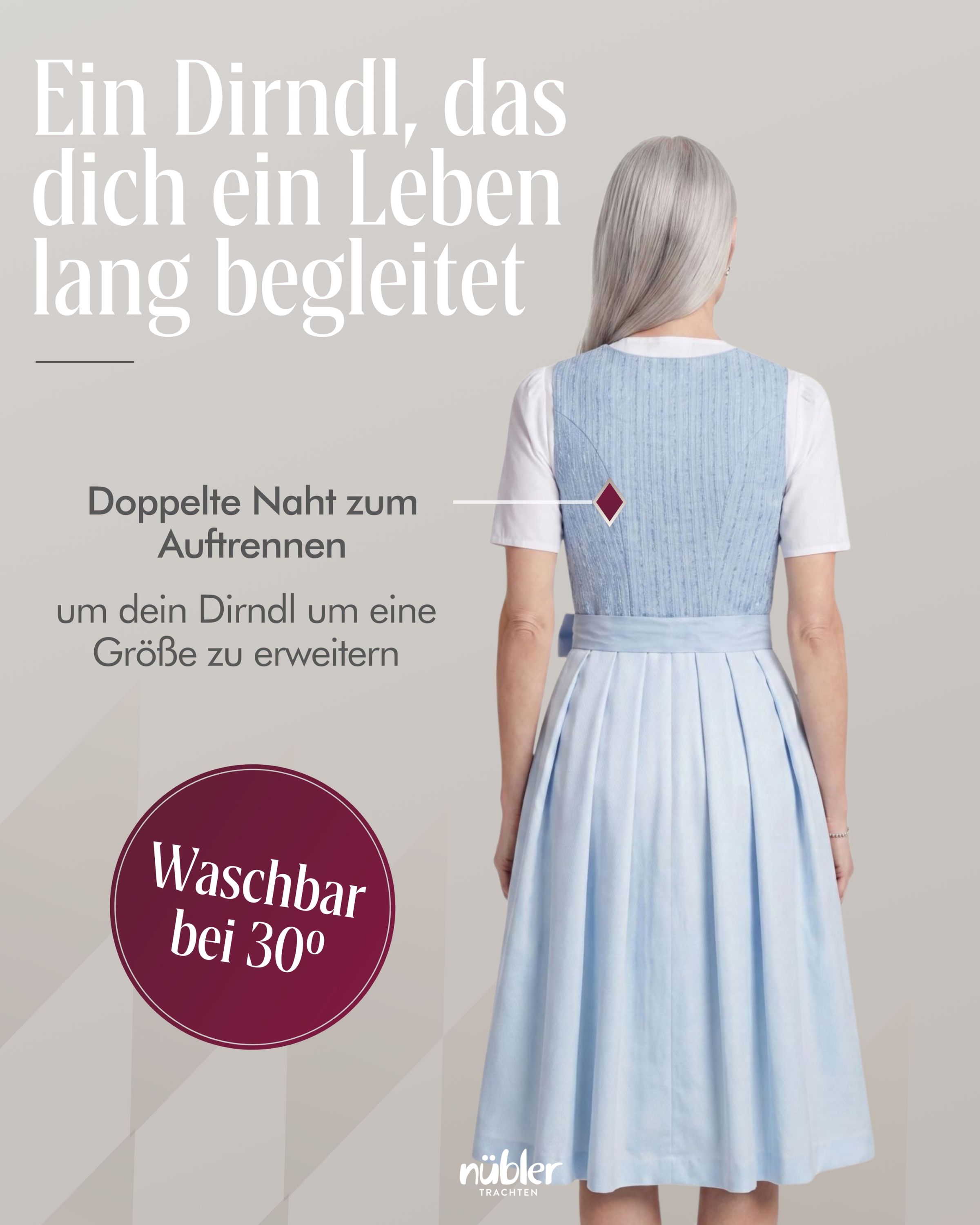Midi Dirndl Katherina in Hellblau
