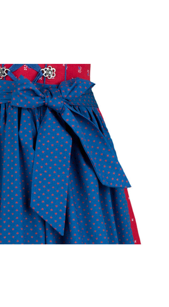 Kinderdirndl Emilia in Rot Blau, 3-teiliges Set