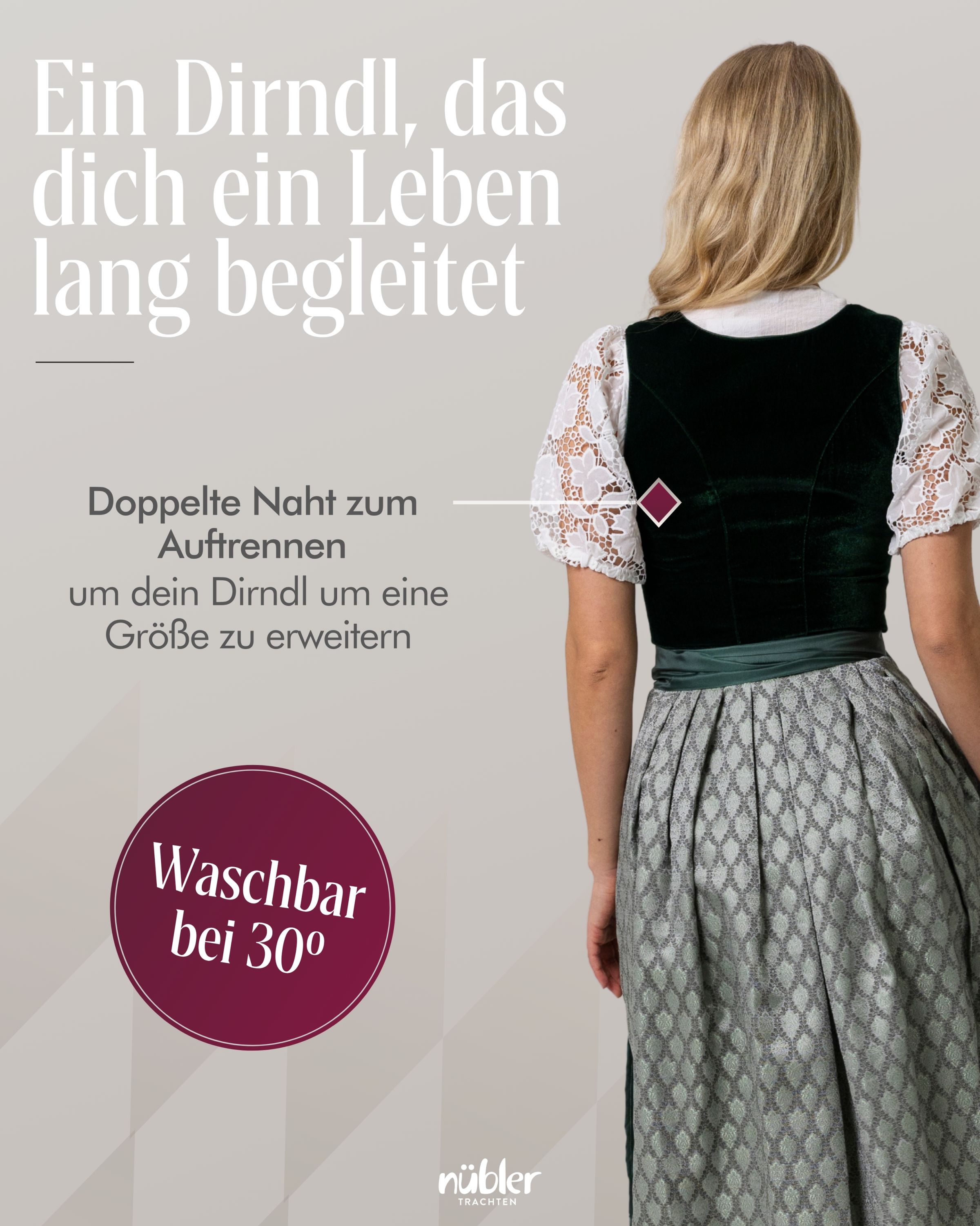 Midi Dirndl Marlies in Dunkelgrün von Nübler