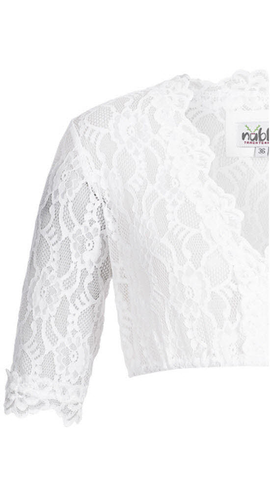 Dirndlbluse 3/4 Arm Laura in Weiß von Nübler