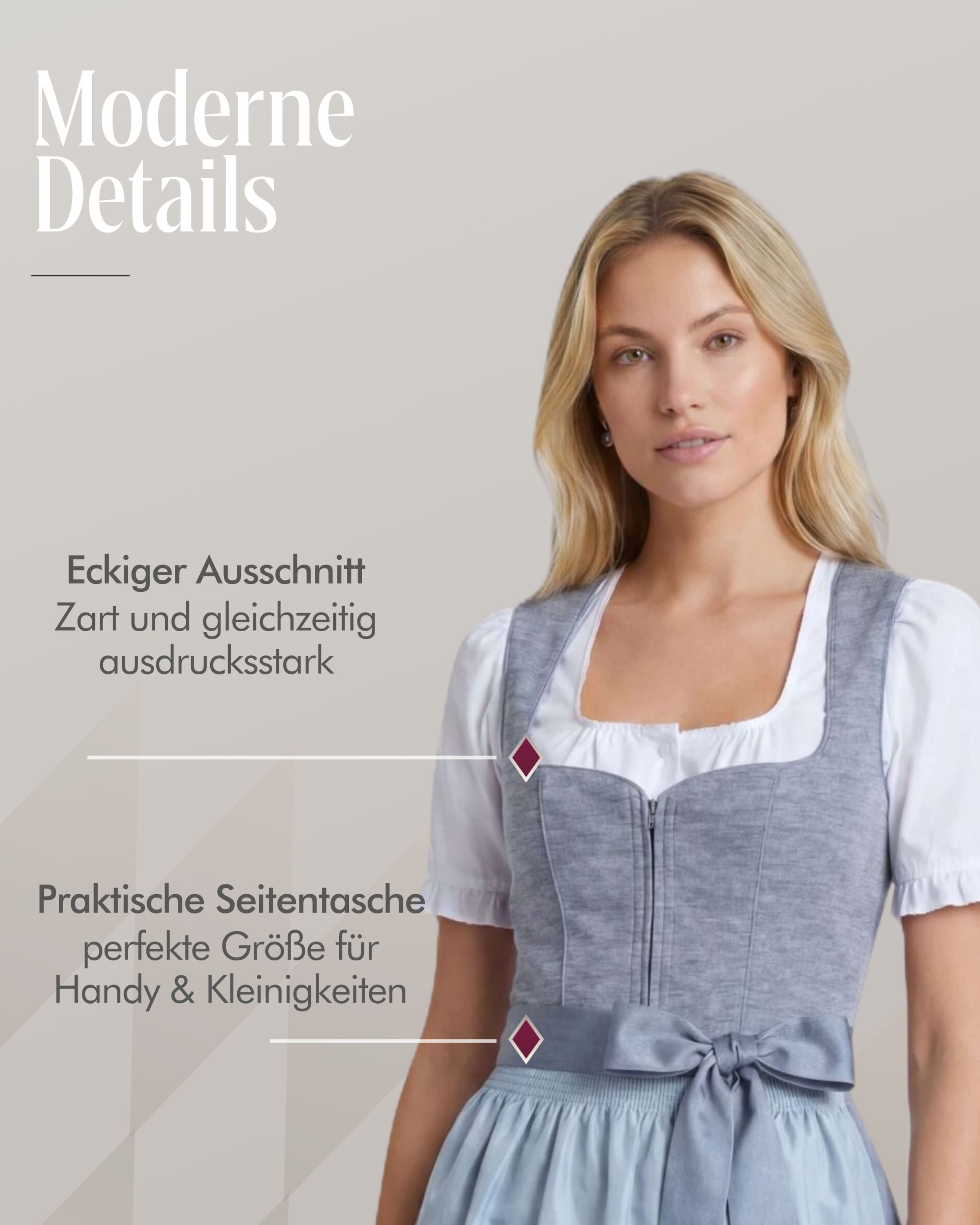 Midi Dirndl Kira in Rauchblau