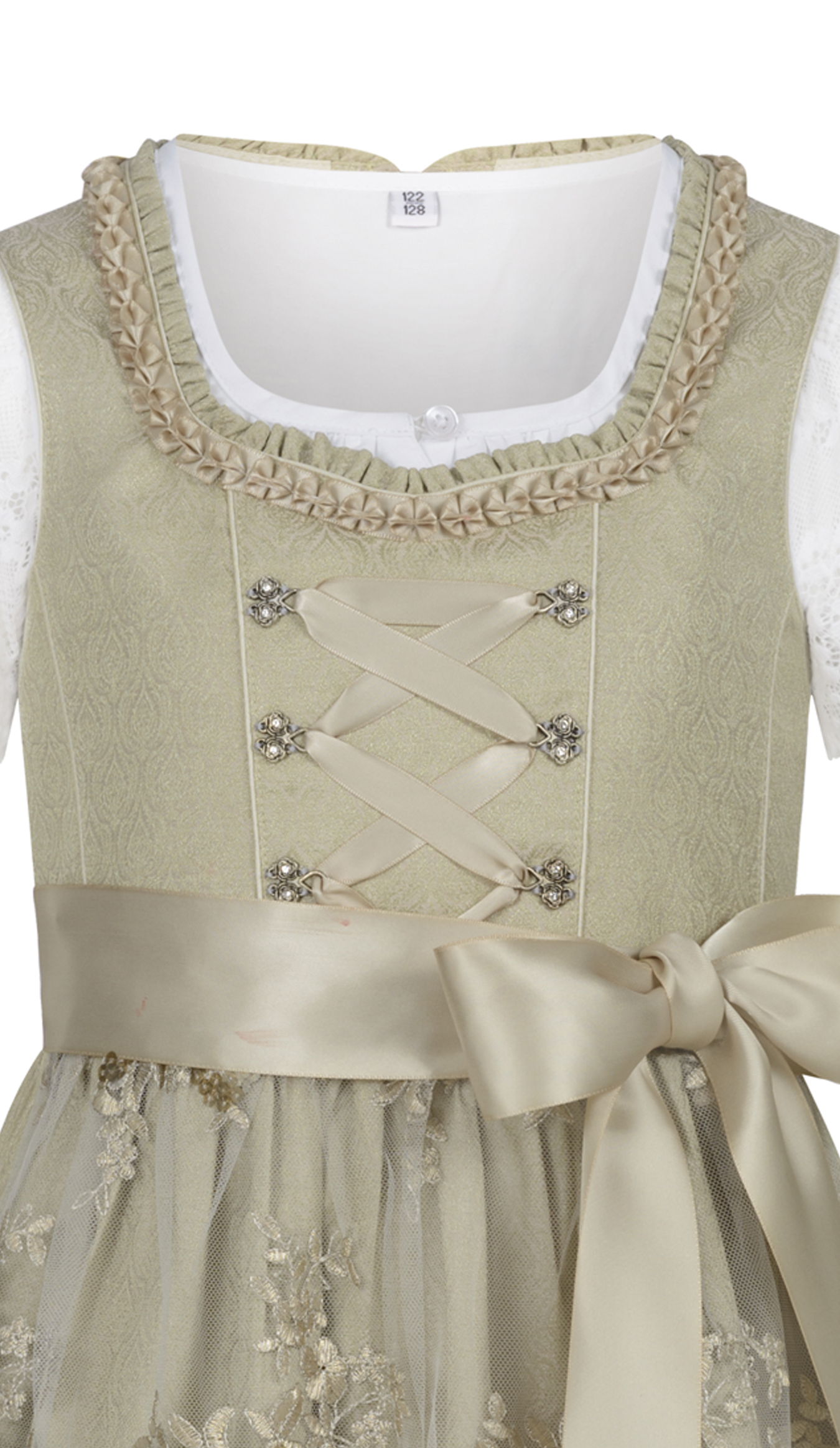 Kinderdirndl Gerhild in Kiwigrün, 3-teiliges Set