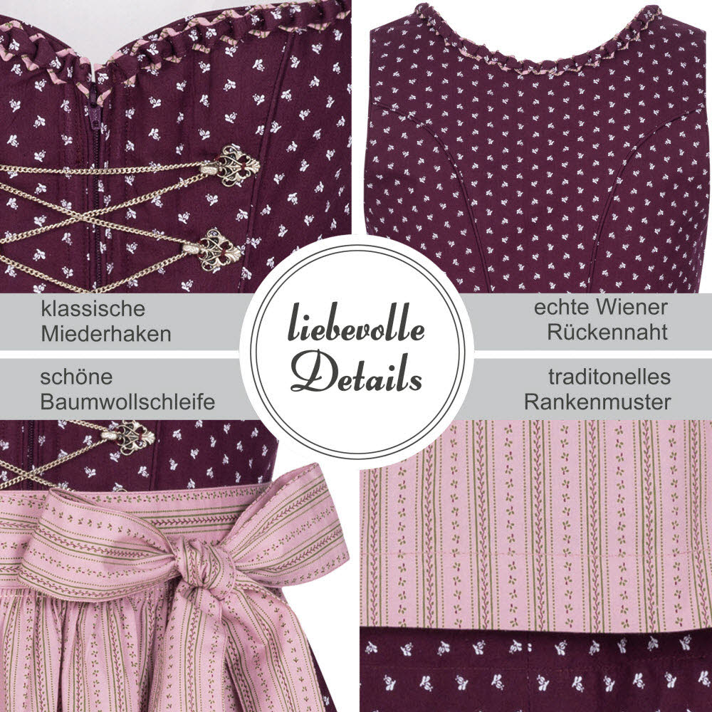 Midi Dirndl Thea in Weinrot von Nübler