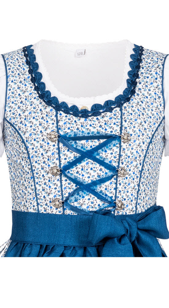 Kinderdirndl Doris in Blau, 3-teiliges Set mit Bluse
