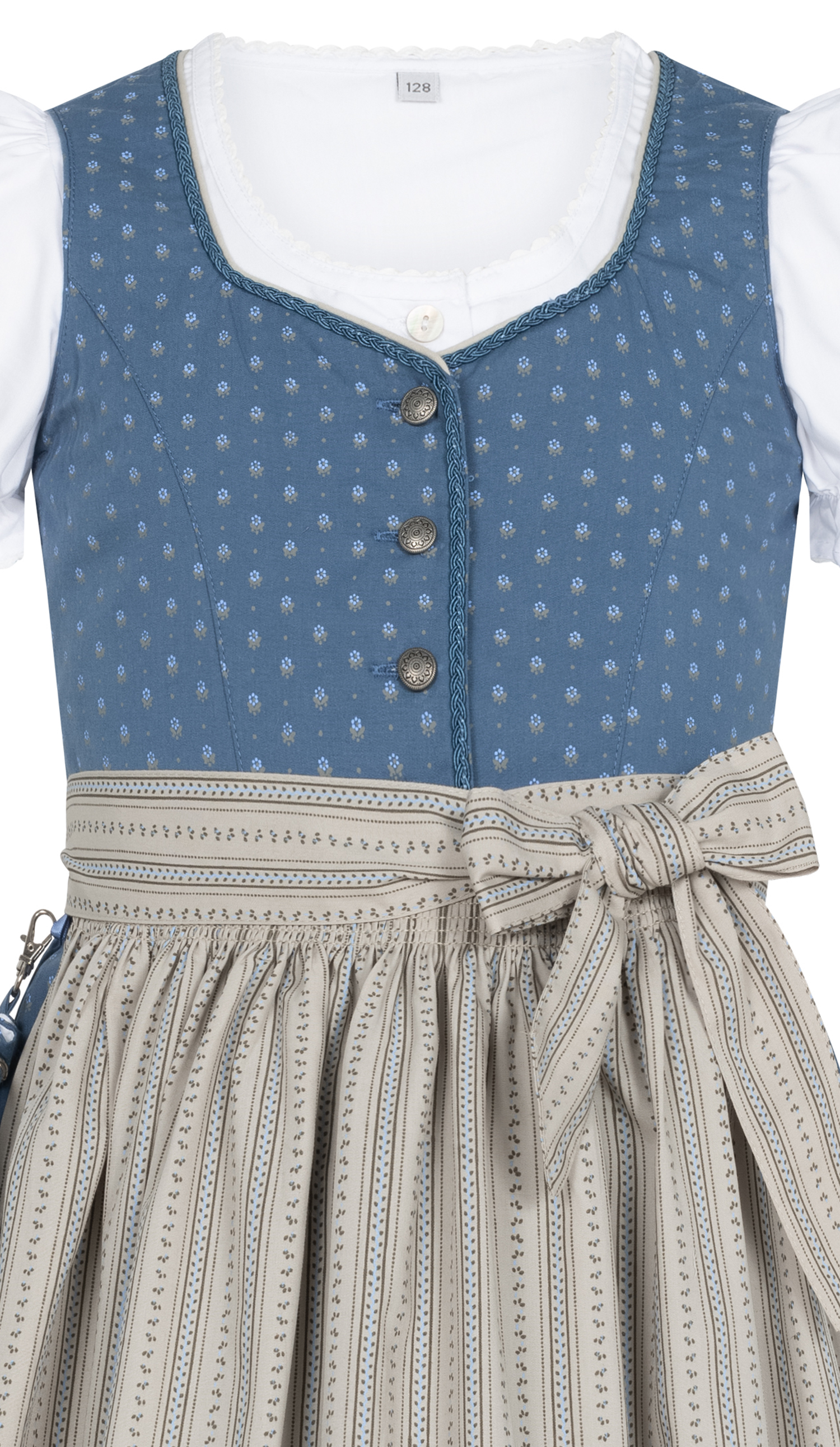 Kinderdirndl Felicitas in Rauchblau, 3-teiliges Set