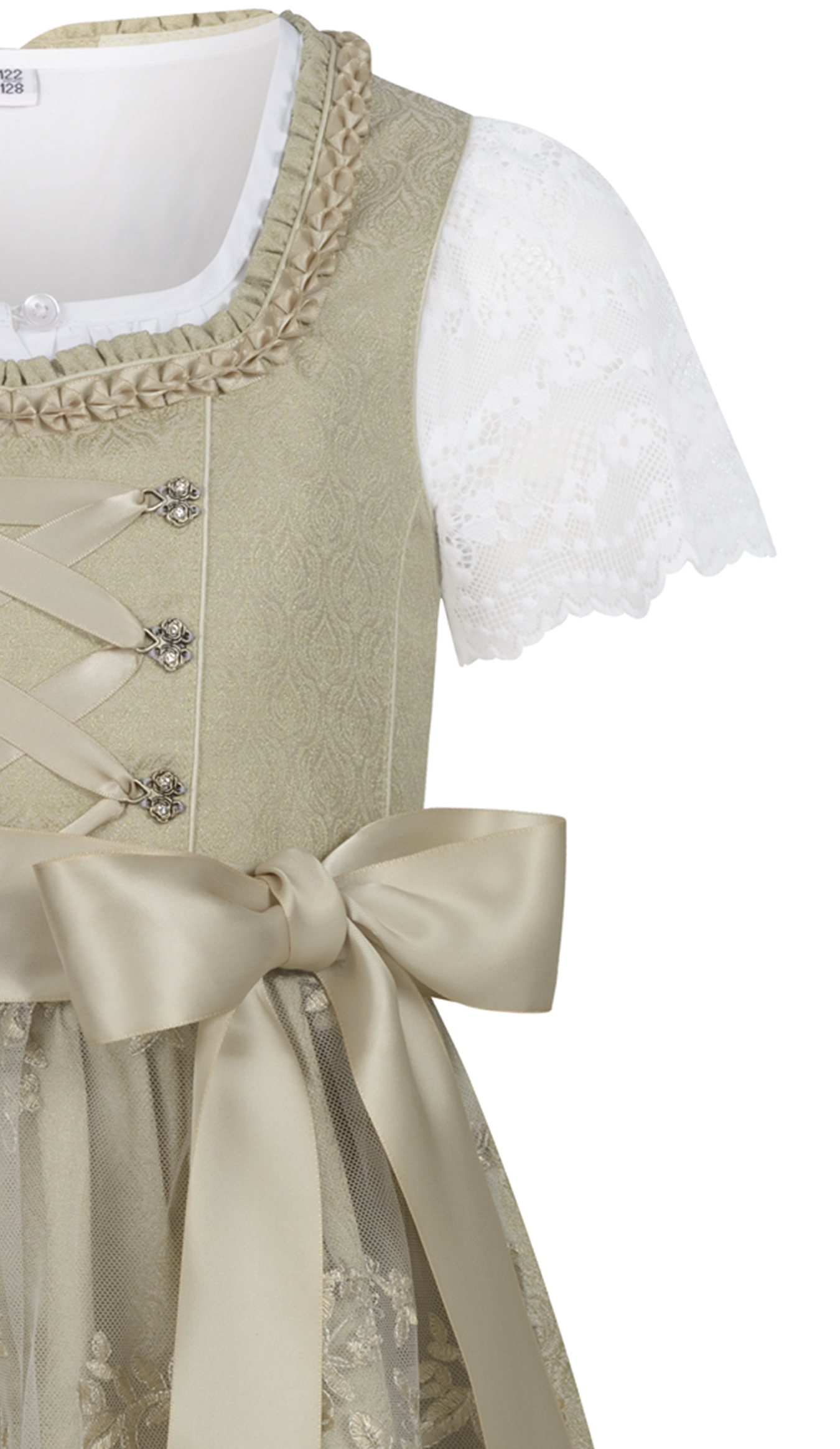 Kinderdirndl Gerhild in Kiwigrün, 3-teiliges Set