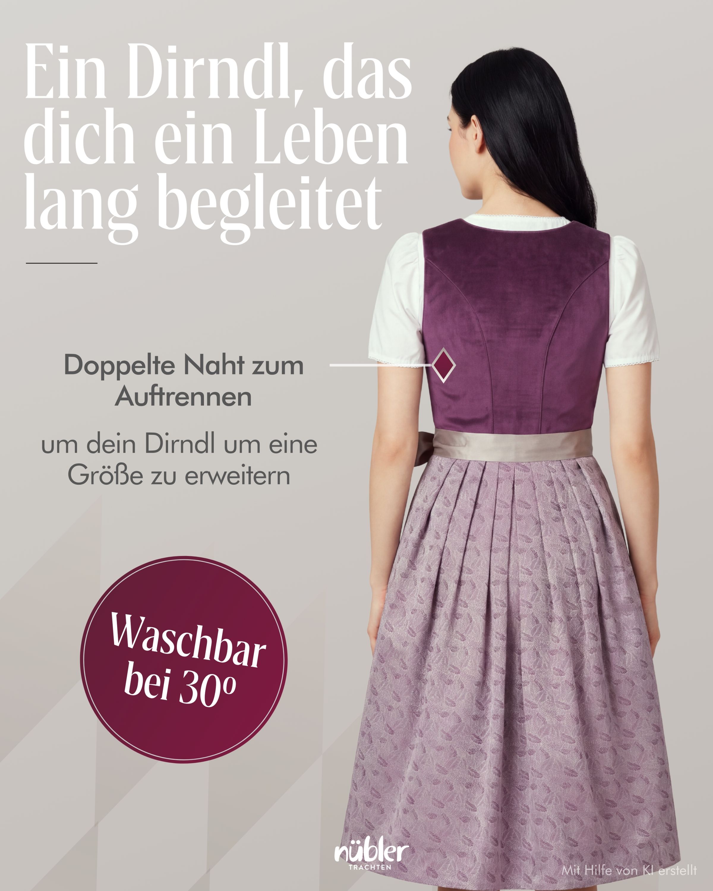 Midi Dirndl Giovanna in Aubergine von Nübler