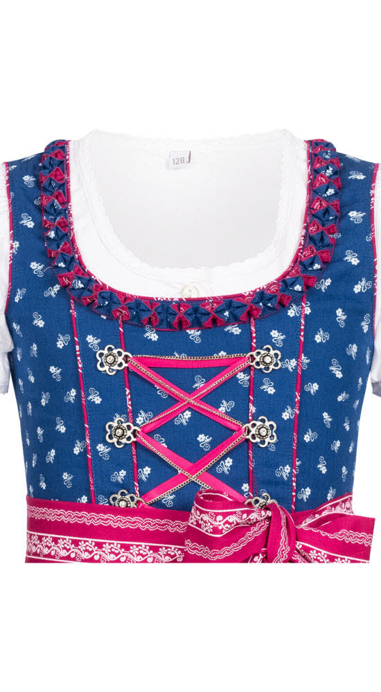 Kinderdirndl Demi in Dunkelblau, 3-teiliges Set